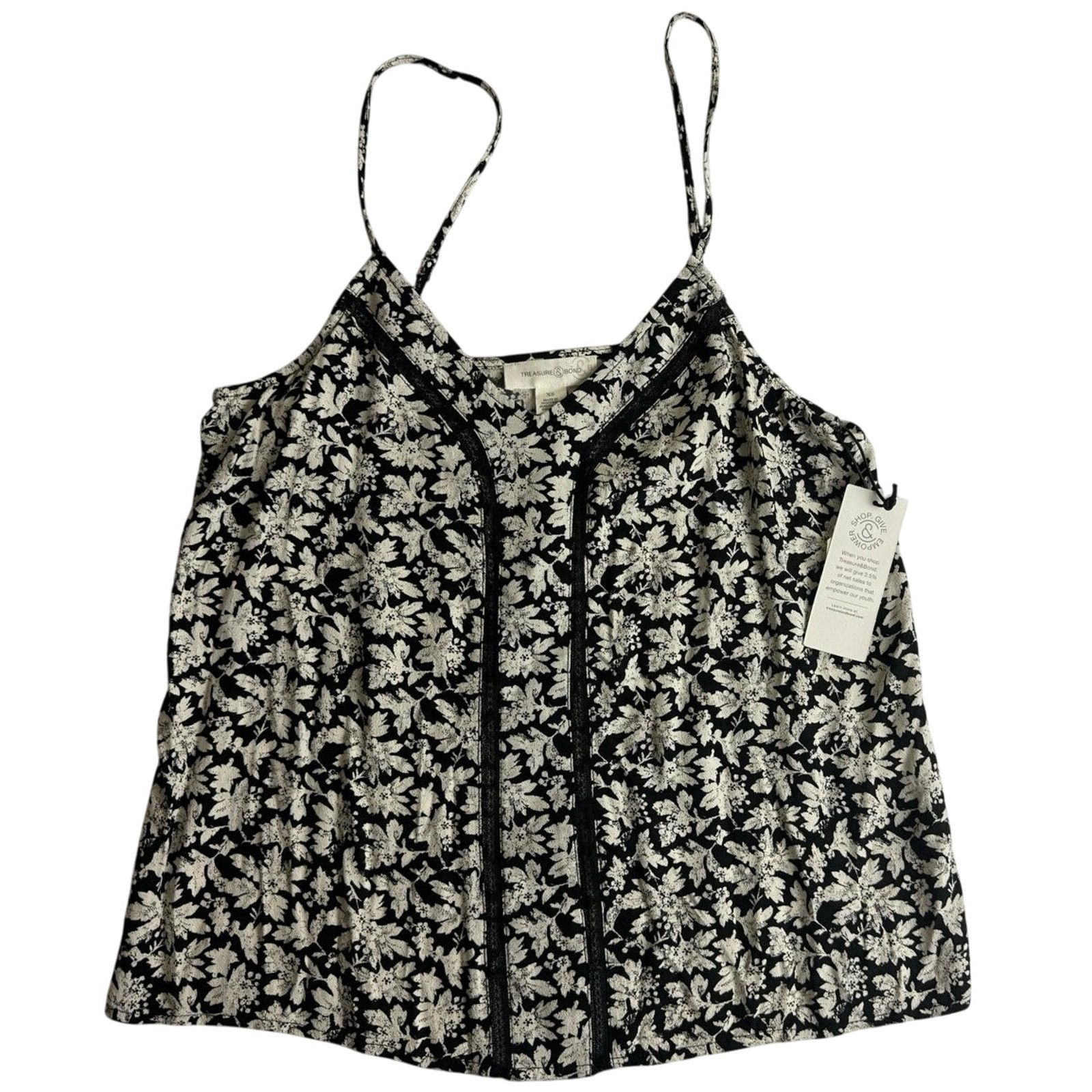 Treasure & Bond Treasure & Bond Floral Lace Inset Camisole Tank Top - XS Size XS / US 0-2 / IT 36-38 - 1 Thumbnail