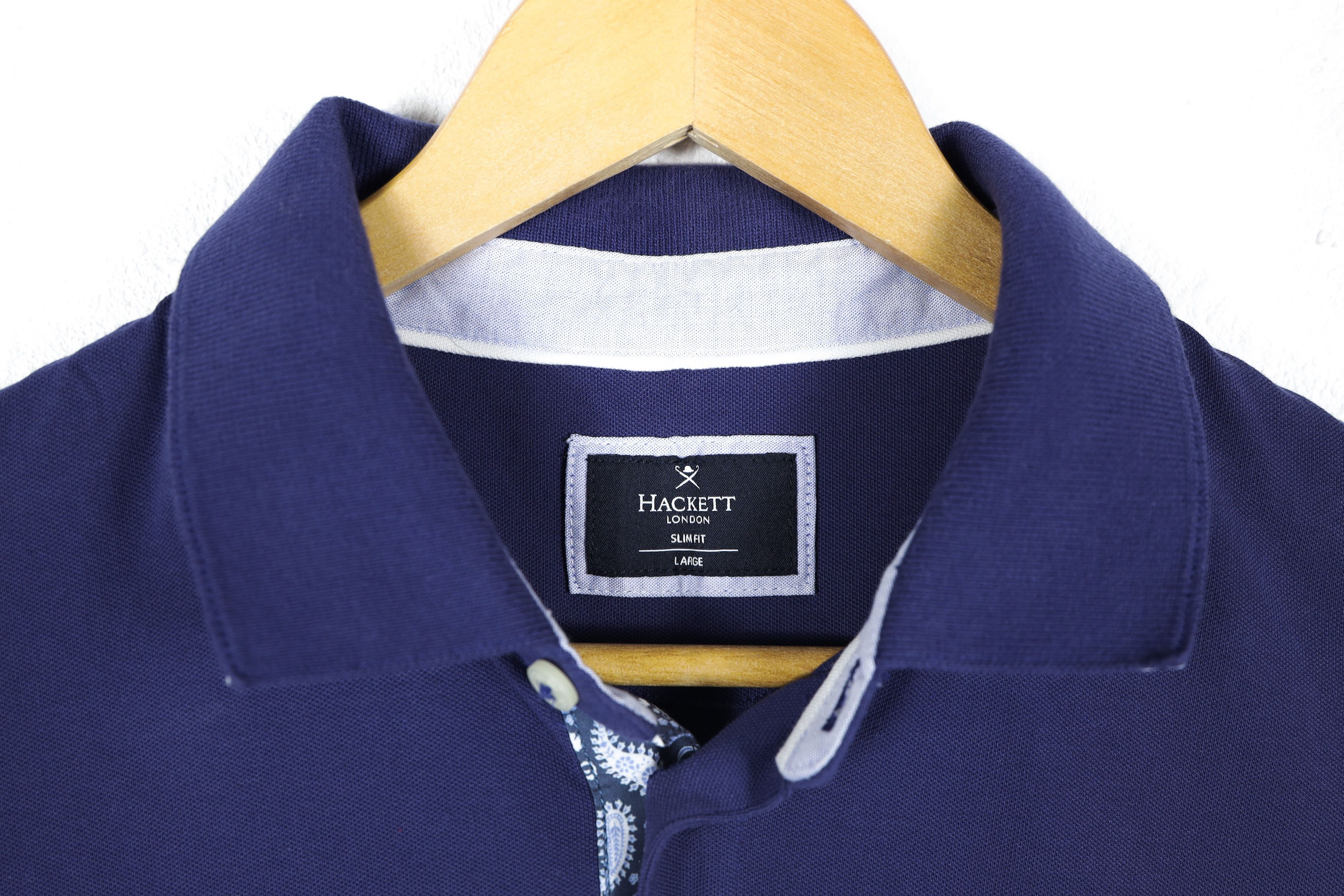Hackett Hackett London Logo Blue Slim Fit Polo Shirt Size L Size US L / EU 52-54 / 3 - 3 Thumbnail