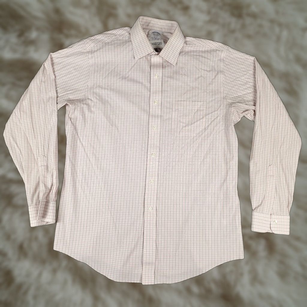 Brooks Brothers VINTAGE Brooks Brothers Shirt Mens 16.5 Red Plaid Dress Shirt Long Sleeve Regular Non-Iron Button Up" Size 42R - 1 Thumbnail