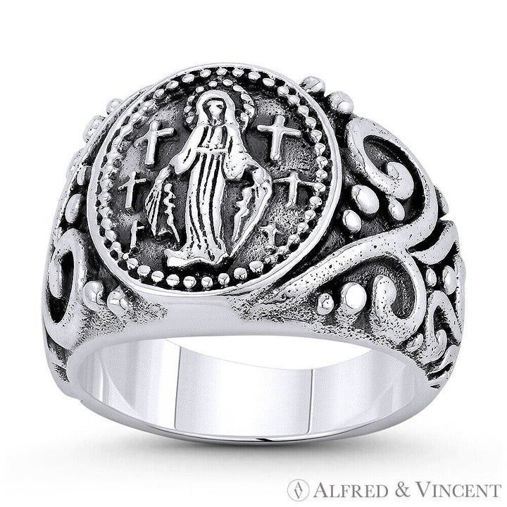 Other Virgin Mary Cross Charm Signet-Style Men's Ring Size 8 Size ONE SIZE - 1 Preview