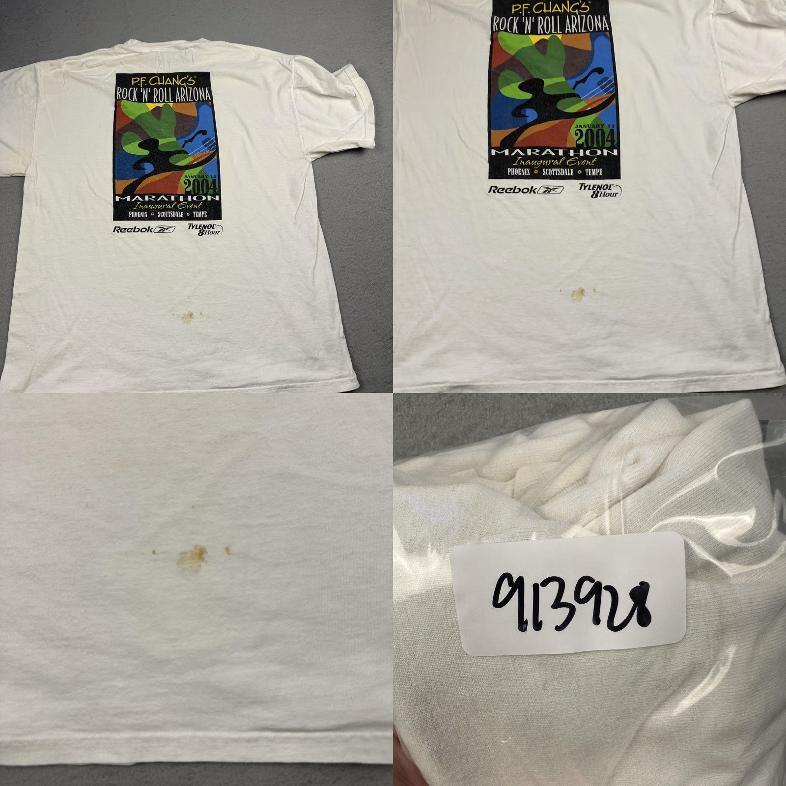 Reebok VINTAGE Reebok Shirt Mens Large White Rock N Roll Arizona Marathon Inaugural Event 2004 Crew Neck Short Sleeve Graphic Print 100% Cotton Size US L / EU 52-54 / 3 - 11 Thumbnail