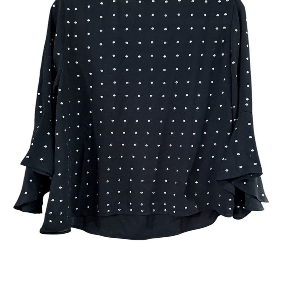 BB Dakota BB Dakota Black Polka Blouse with Flared Sleeves Size XS / US 0-2 / IT 36-38 - 3 Thumbnail
