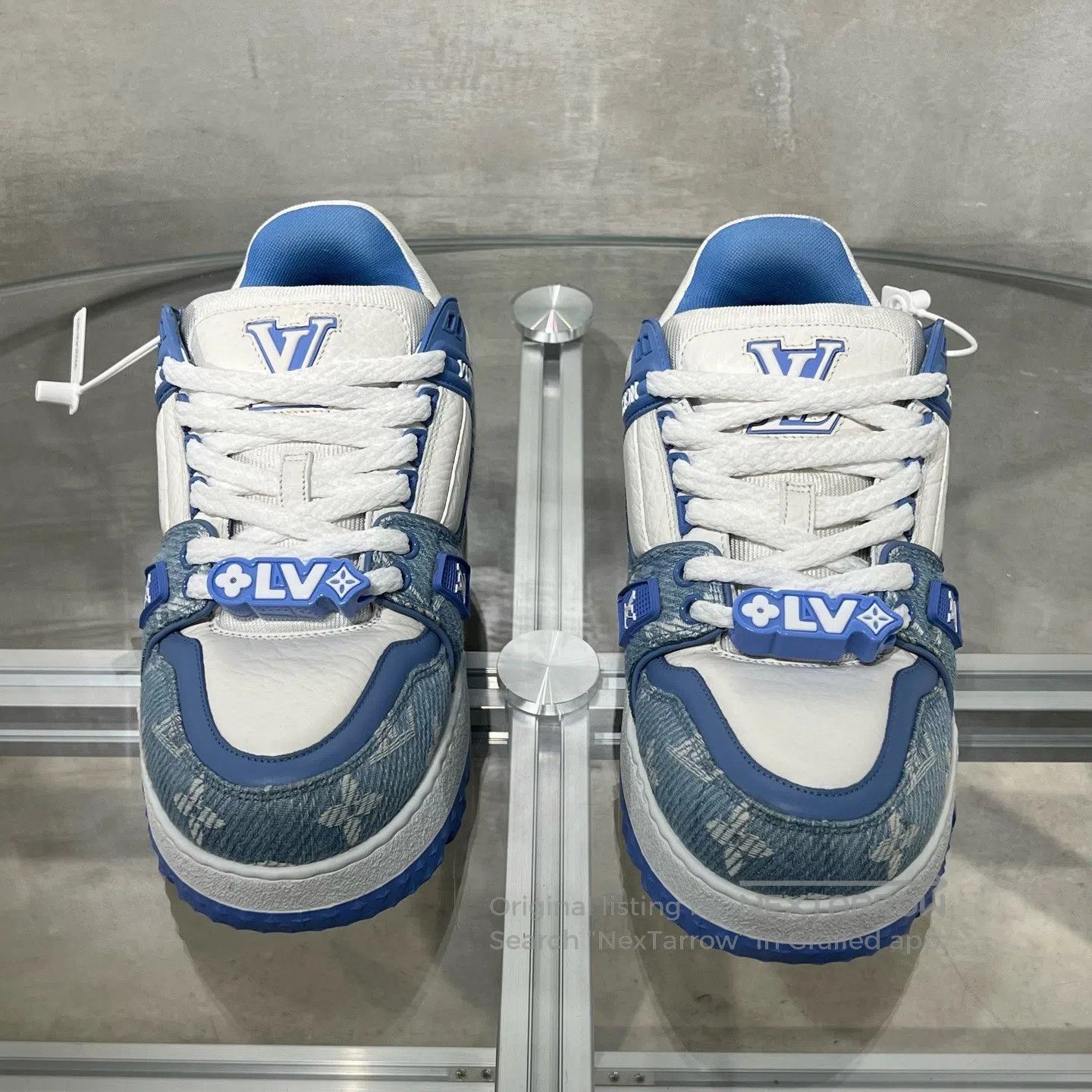 Louis Vuitton Louis Vuitton Trainer Maxi White and Blue Jeans shoes Size US 8 / IT 38 - 2 Thumbnail