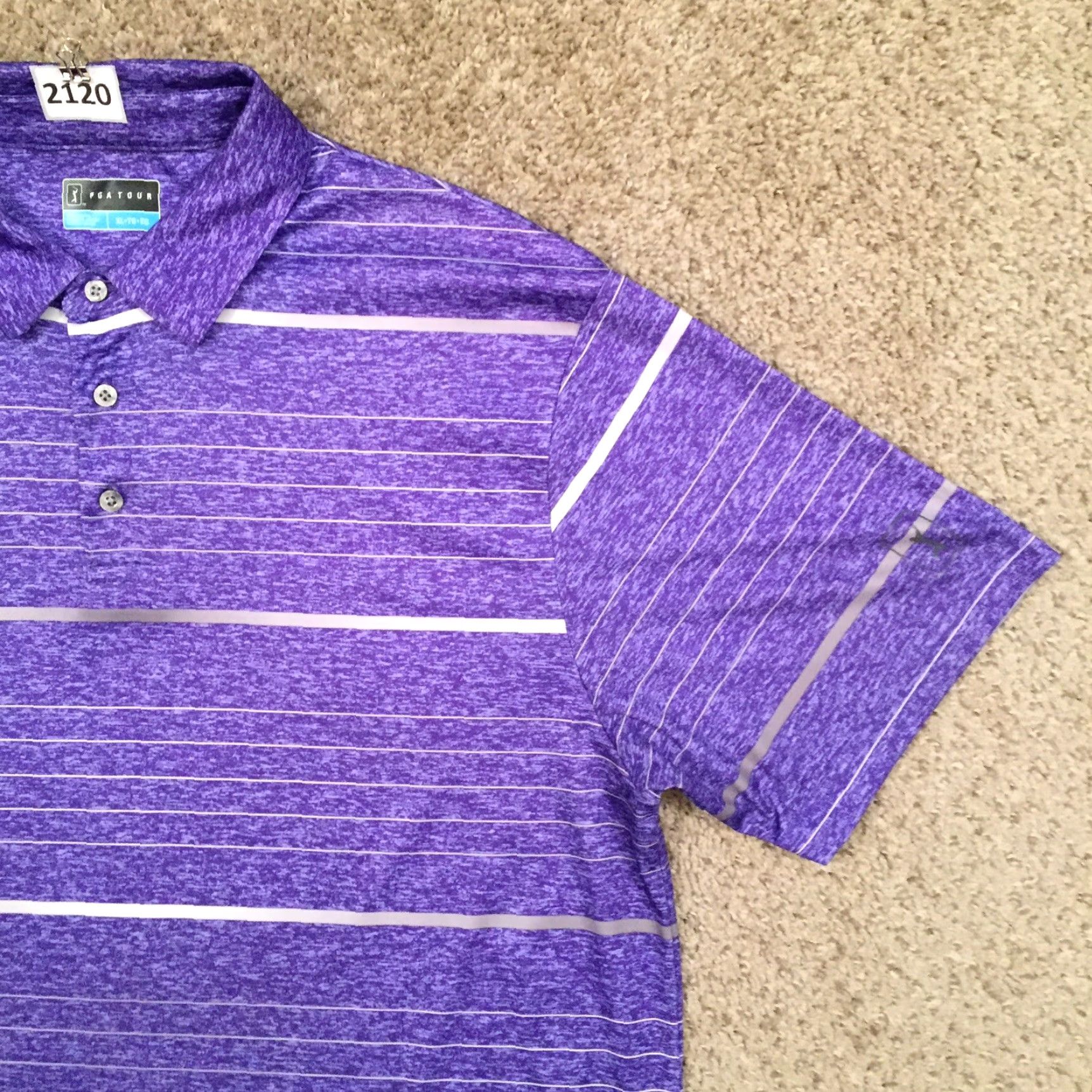 PGA Tour PGA TOUR Polo Shirt Mens XL Purple Striped Short Sleeve Polo Shirt Size US XL / EU 56 / 4 - 4 Thumbnail