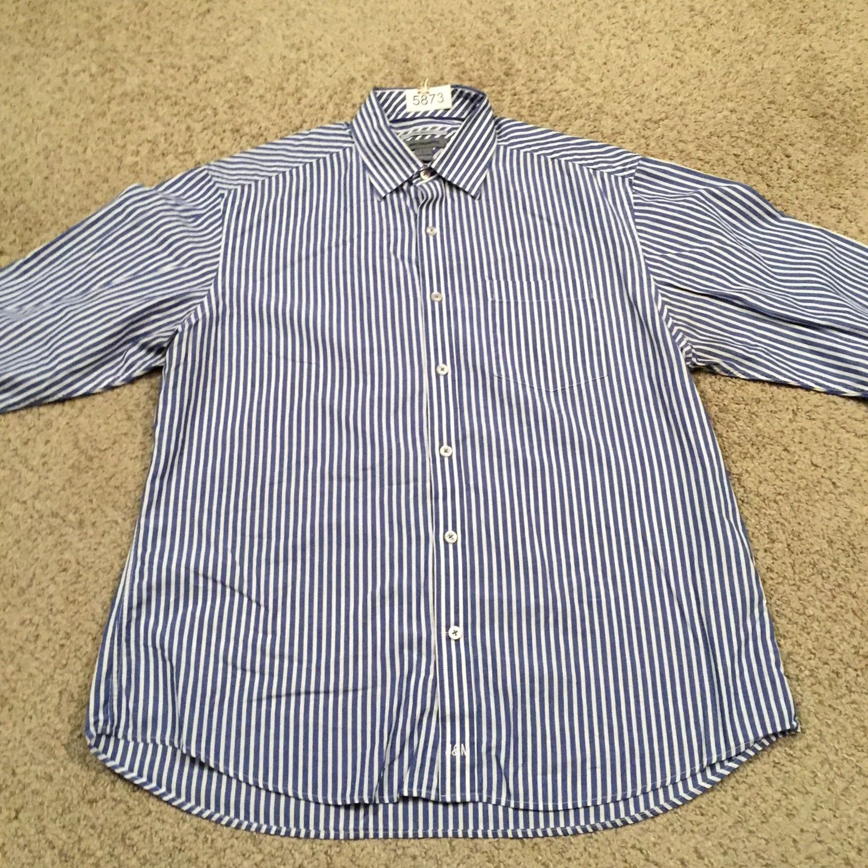 Johnston & Murphy Johnston & Murphy Shirt Mens Large Blue Striped Long Sleeve Button Up Size US XL / EU 56 / 4 - 5 Thumbnail