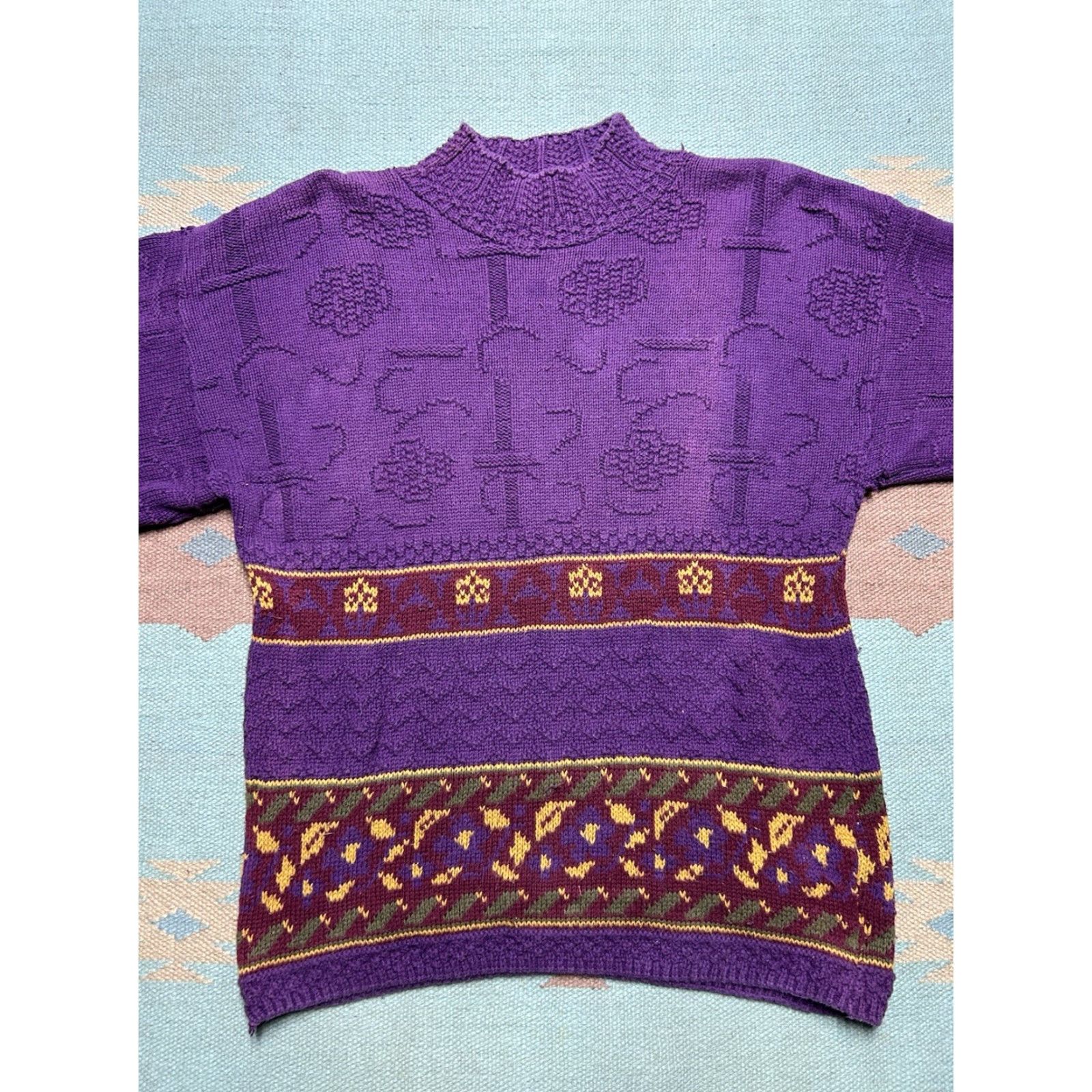 American Eagle Outfitters VINTAGE American Eagle knit sweater Icelandic Nordic purple women’s large Size L / US 10 / IT 46 - 2 Thumbnail