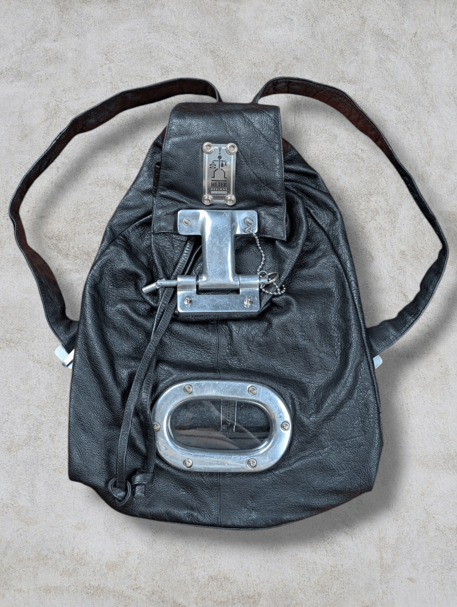 Hi-Tek Alexander London Leather Plexi Porthole Backpack