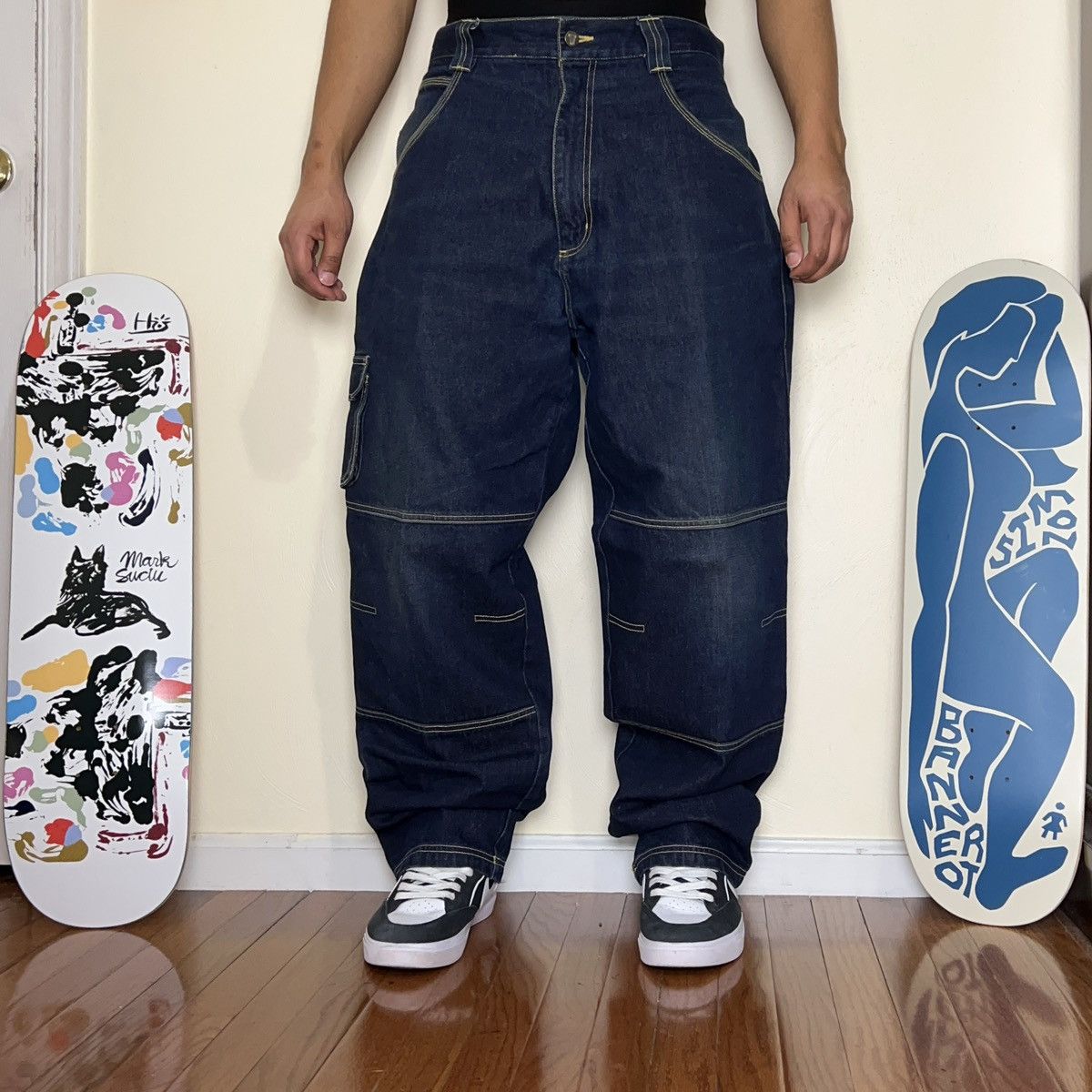 Vintage 90’s Baggy Trust Double Knee Cargo Jeans Size US 38 / EU 54 - 7 Thumbnail