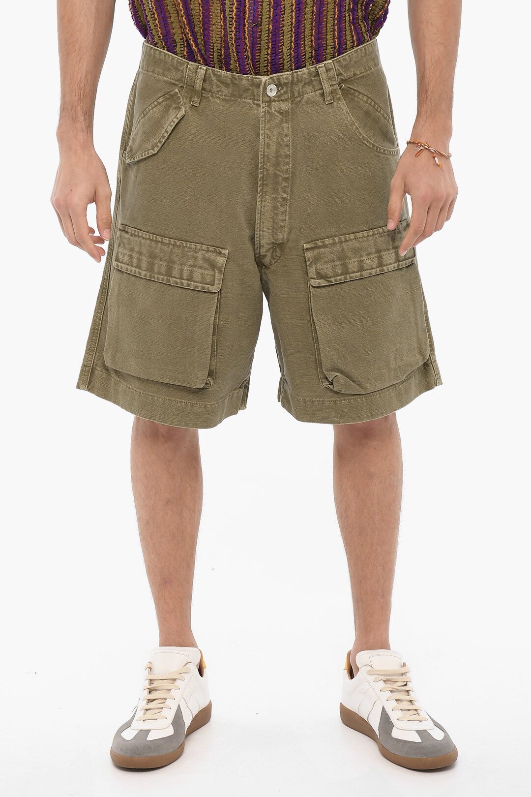 image of 1989 Studio Og1Mm0423 Solid Color Cargo Short In Military Green, Men's (Size 32)