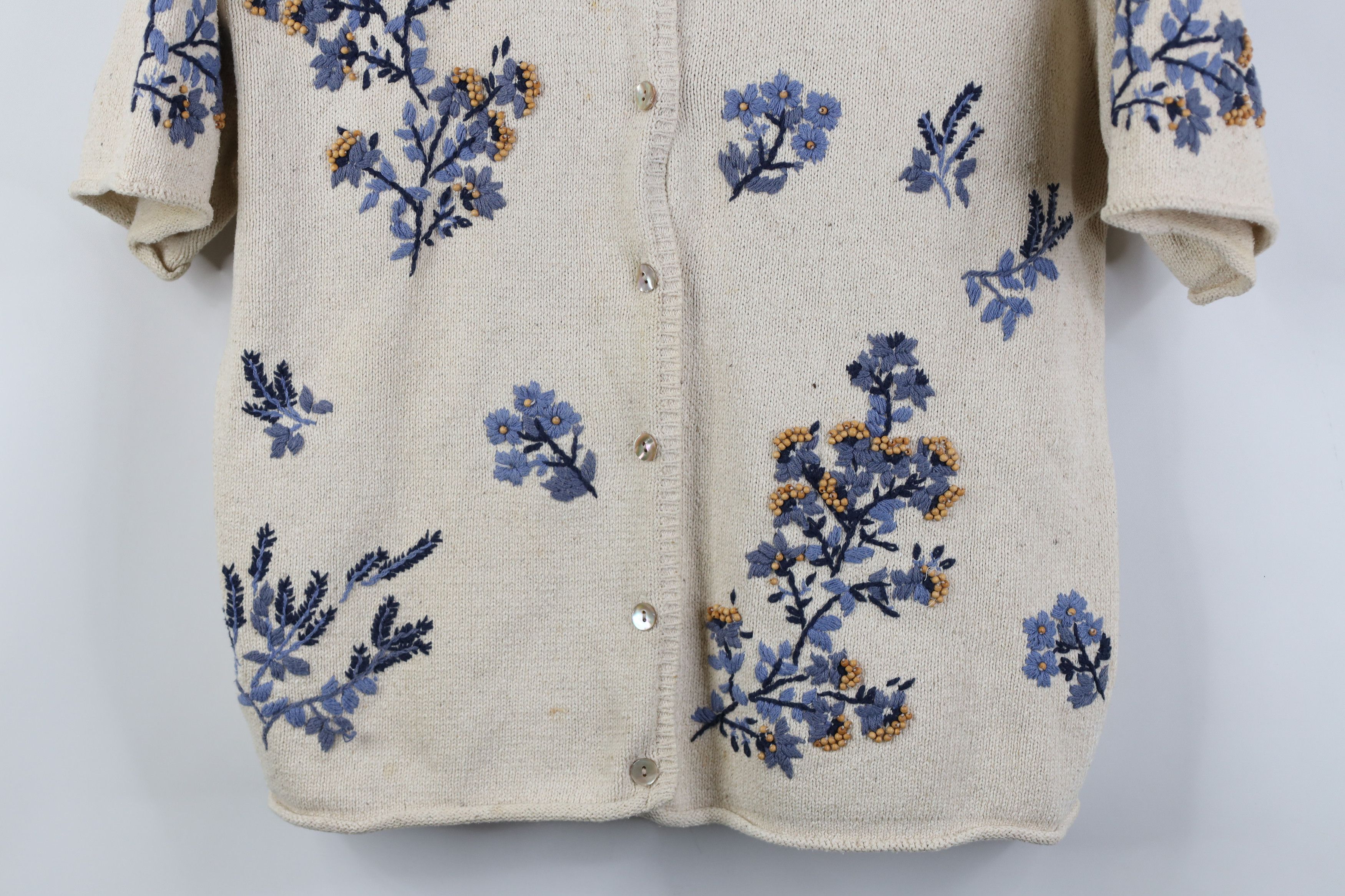 Vintage Vintage 90s Streetwear Flower Silk Blend Knit Sweater Size L / US 10 / IT 46 - 3 Thumbnail