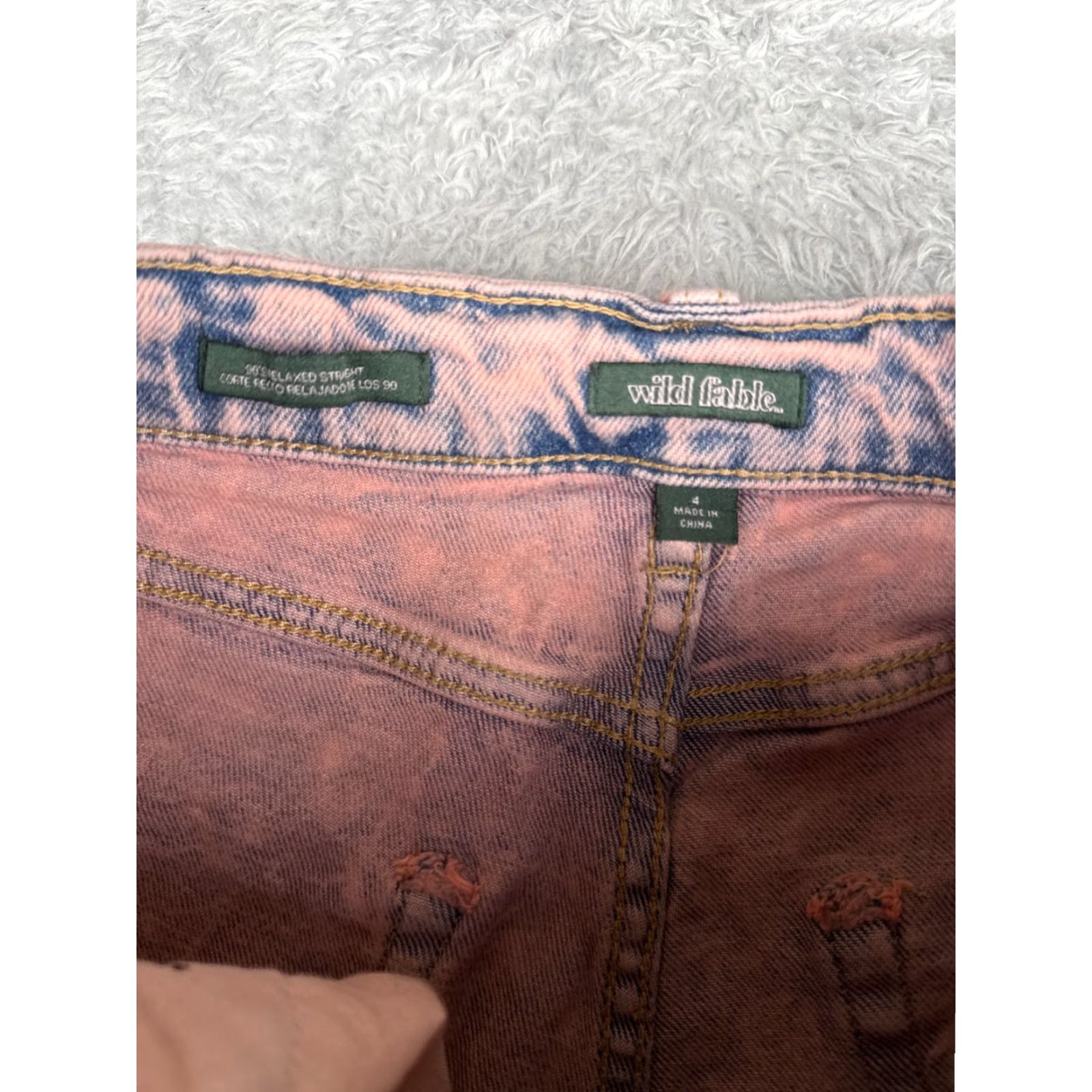 Vintage Wild Fabel Jeans Womens 4 Pink Blue Distressed High Rise Straight Cotton Size 27" / US 4 / IT 40 - 6 Thumbnail