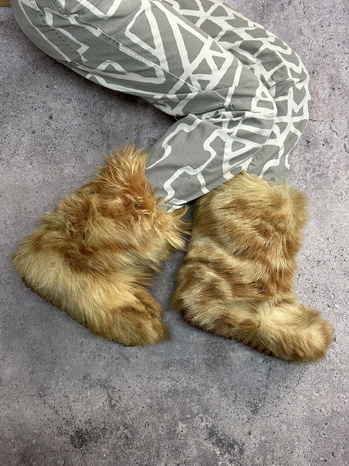 RARE OPIUM LEATHER PLATFORM PUNK Rick Owens FLAME BOOTS Fur