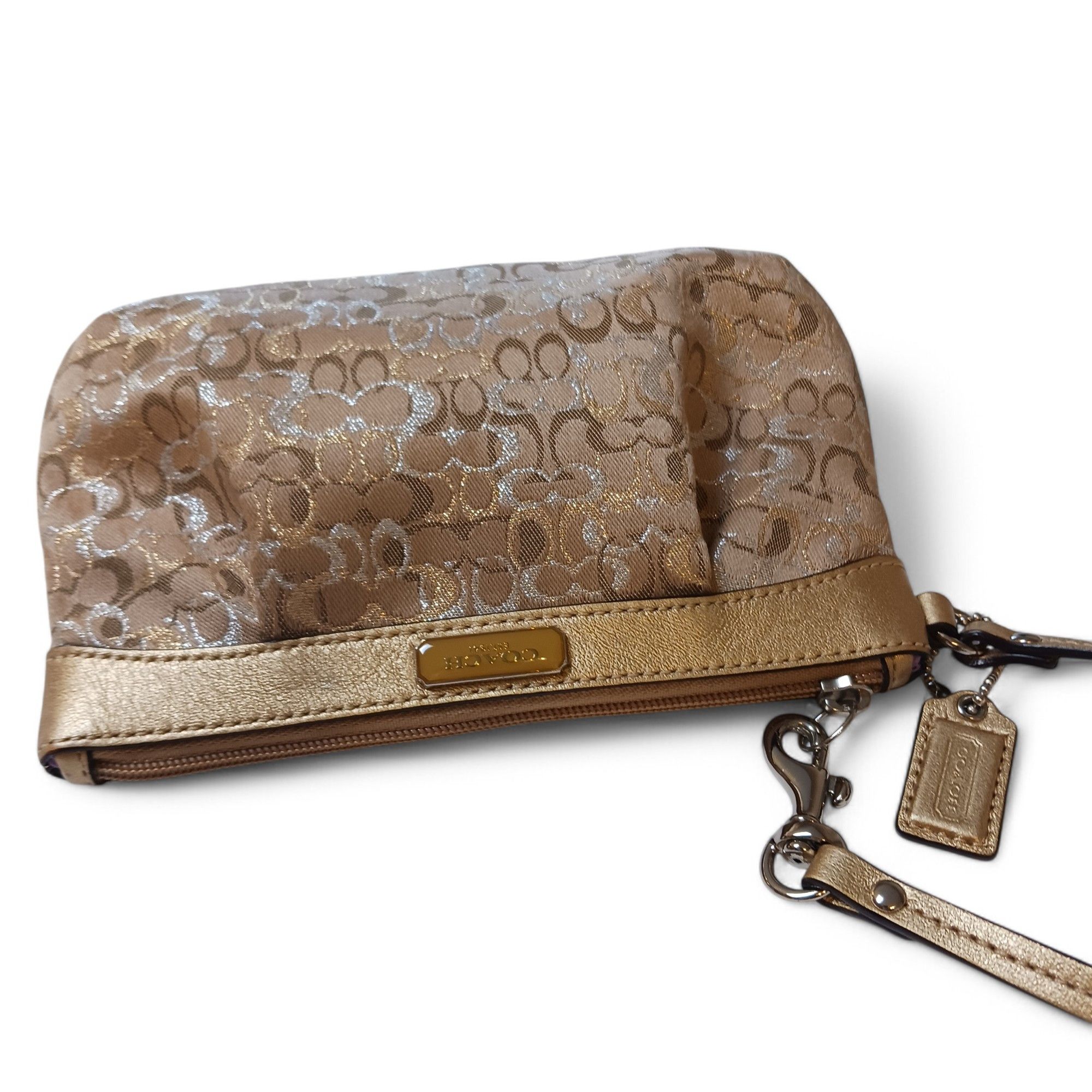 Coach Coach Monogram Wristlet Beige Jacquard with Gold & Silve Size ONE SIZE - 6 Thumbnail