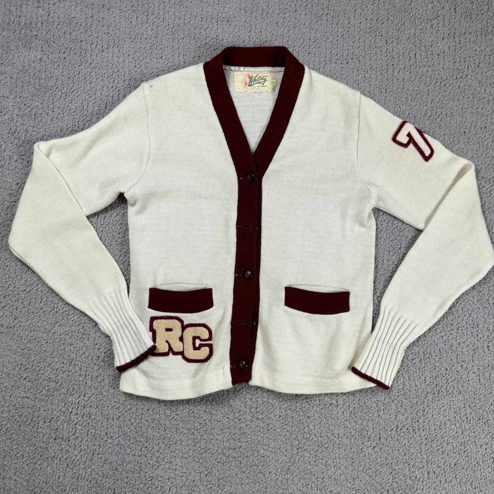 Other Vintage Whiting RC Varsity Cardigan Sweater Mens S Chenille Size US S / EU 44-46 / 1 - 1 Thumbnail