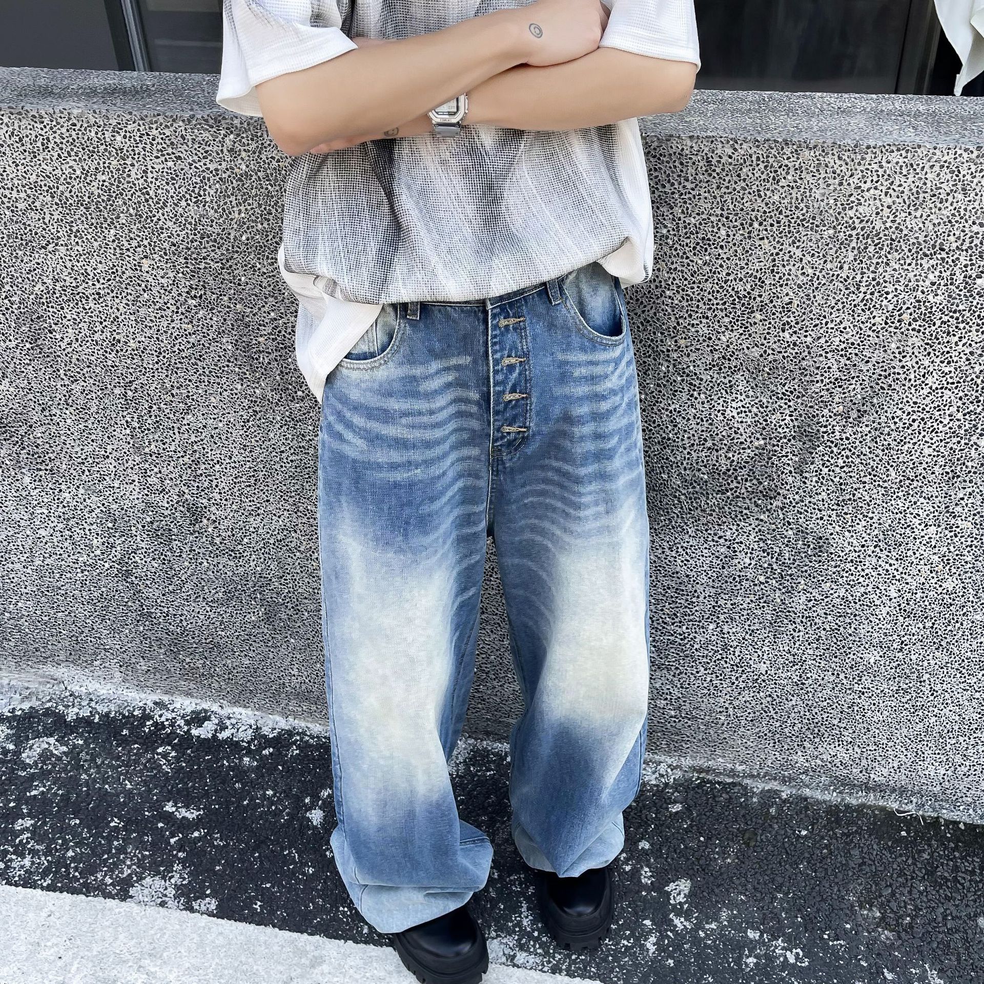 Japanese Brand × Jean Retro casual loose straight leg wide leg jeans Size US 32 / EU 48 - 6 Thumbnail