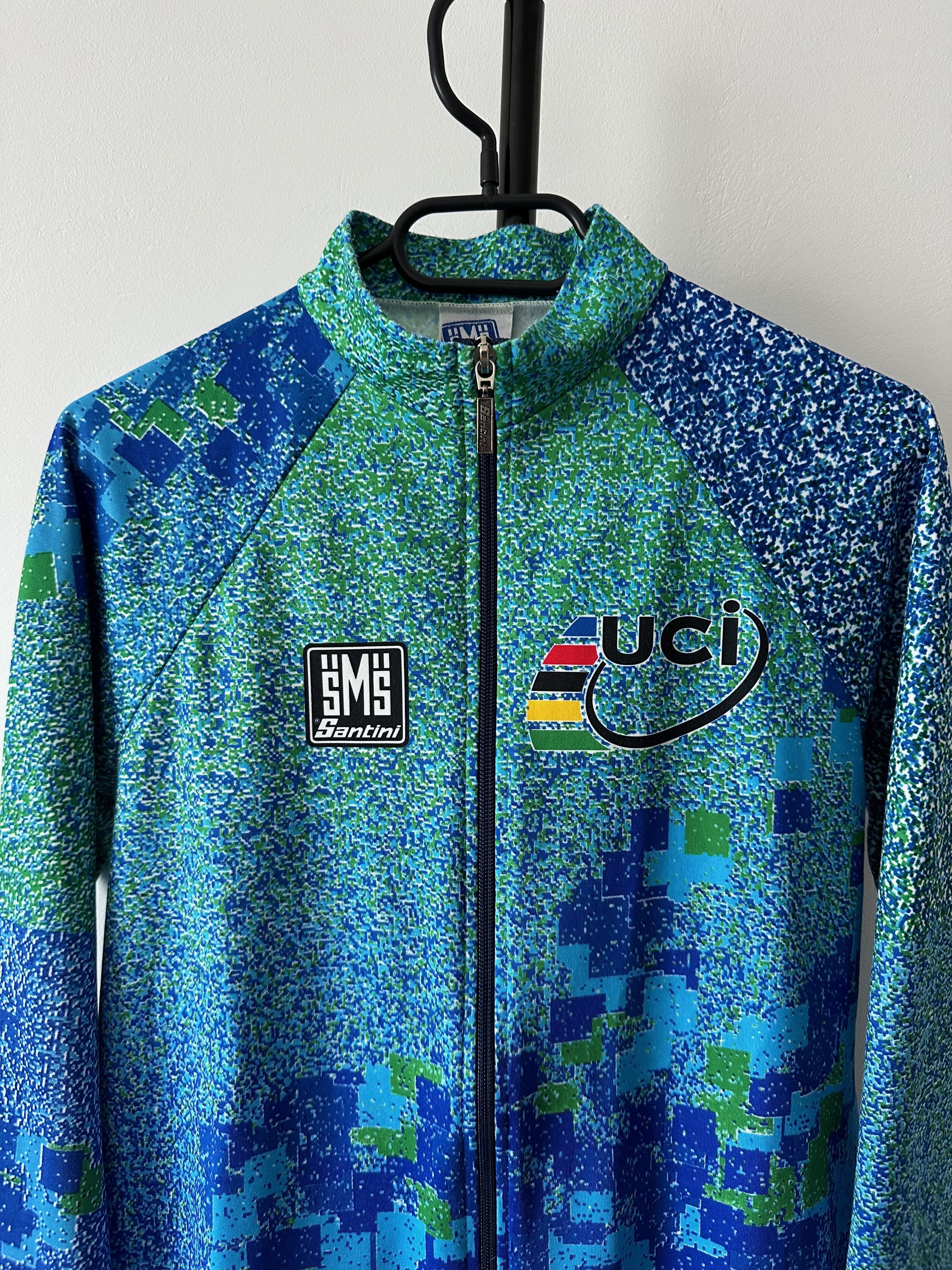 Vintage 80-90 SMS Santini UCI World Tour Cycling long sleeve shirt Size US L / EU 52-54 / 3 - 3 Thumbnail