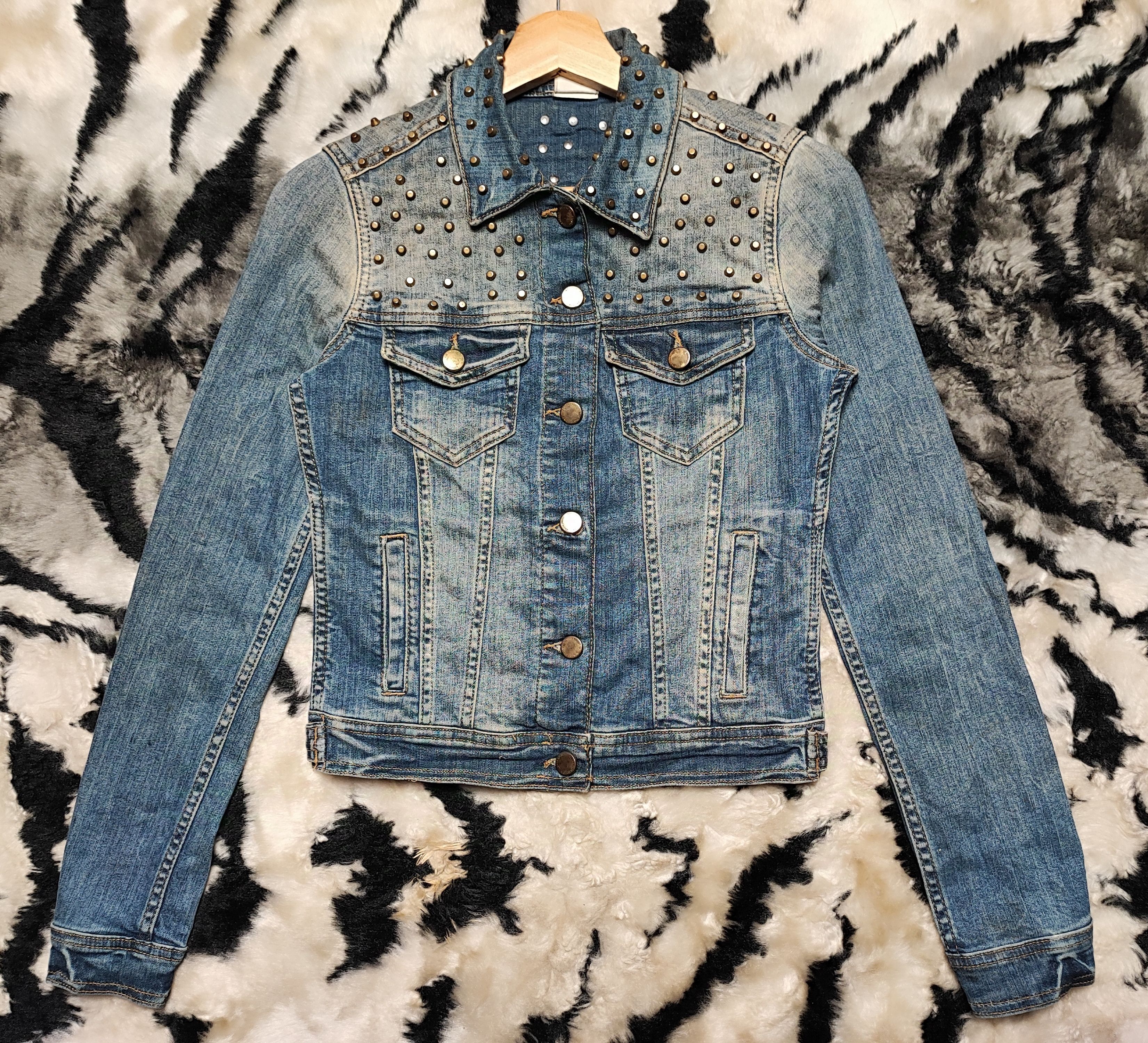 Zara Punk Denim Spike Jacket Boxy by Zara Size US XS / EU 42 / 0 - 2 Thumbnail