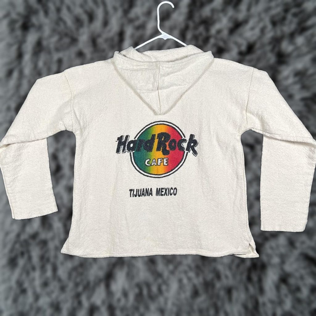 Hard Rock Cafe Hard Rock Cafe Hoodie Mens M White Baja Tijuana Mexico Surf Y2K Pullover Hooded Graphic Print Embroidered Logo Pockets Knitted Knit Size US M / EU 48-50 / 2 - 1 Thumbnail