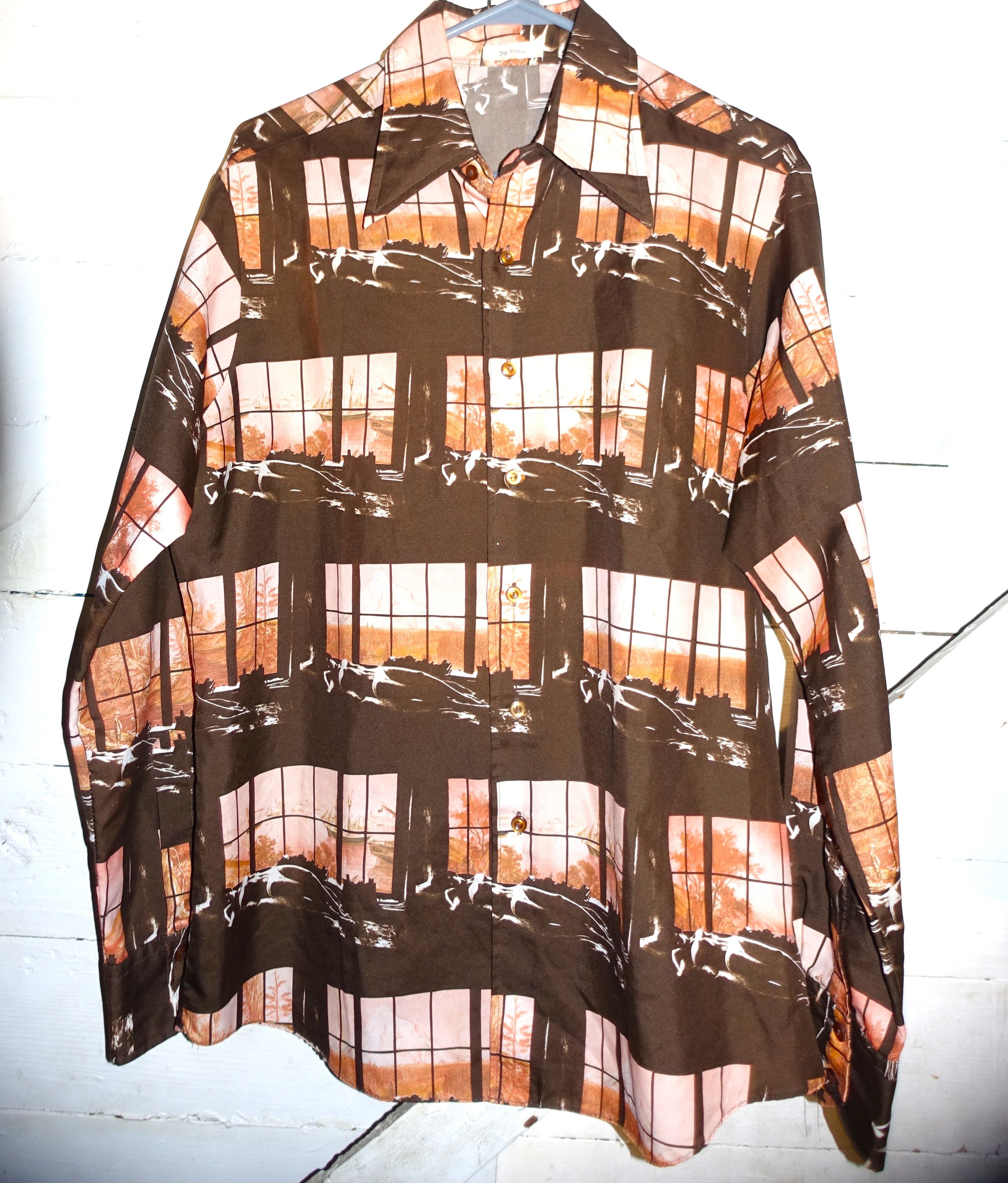 Vintage Vintage Day Dream Brown Beige Button Up Shirt M Size US M / EU 48-50 / 2 - 5 Thumbnail