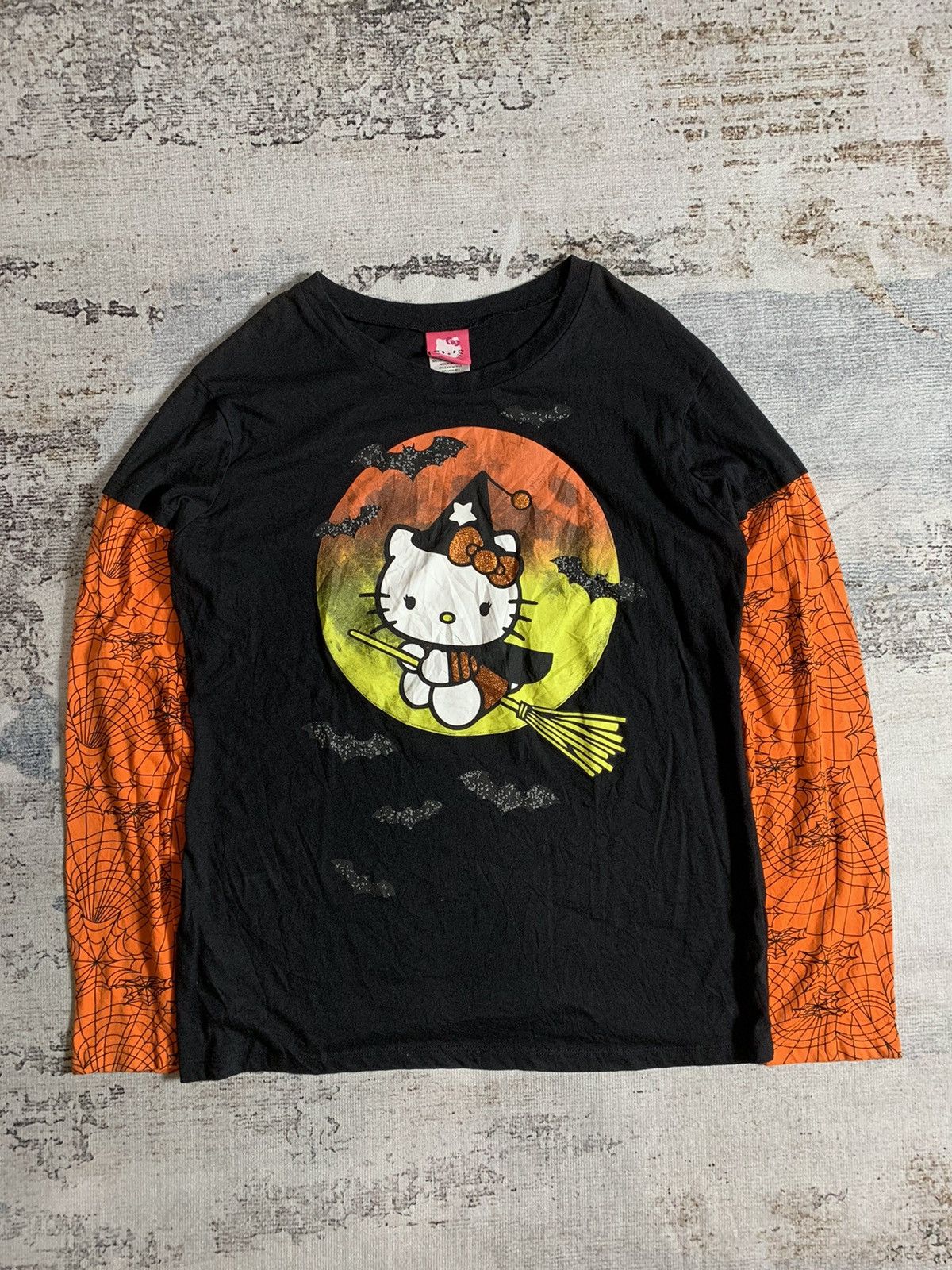 image of Angel Blue x Hysteric Glamour Vintage Hello Kitty Longsleeve Tee in Black Orange, Women's (Size Med
