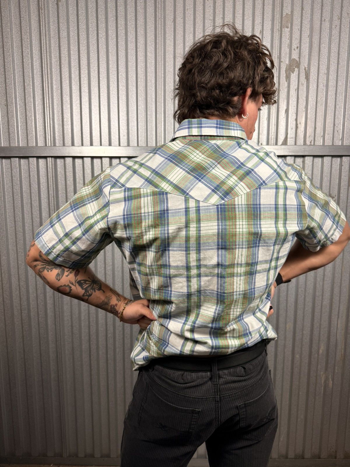 Wrangler Vintage Wrangler Western Pearl Snap Green Plaid Cowboy Shirt Size US L / EU 52-54 / 3 - 9 Thumbnail