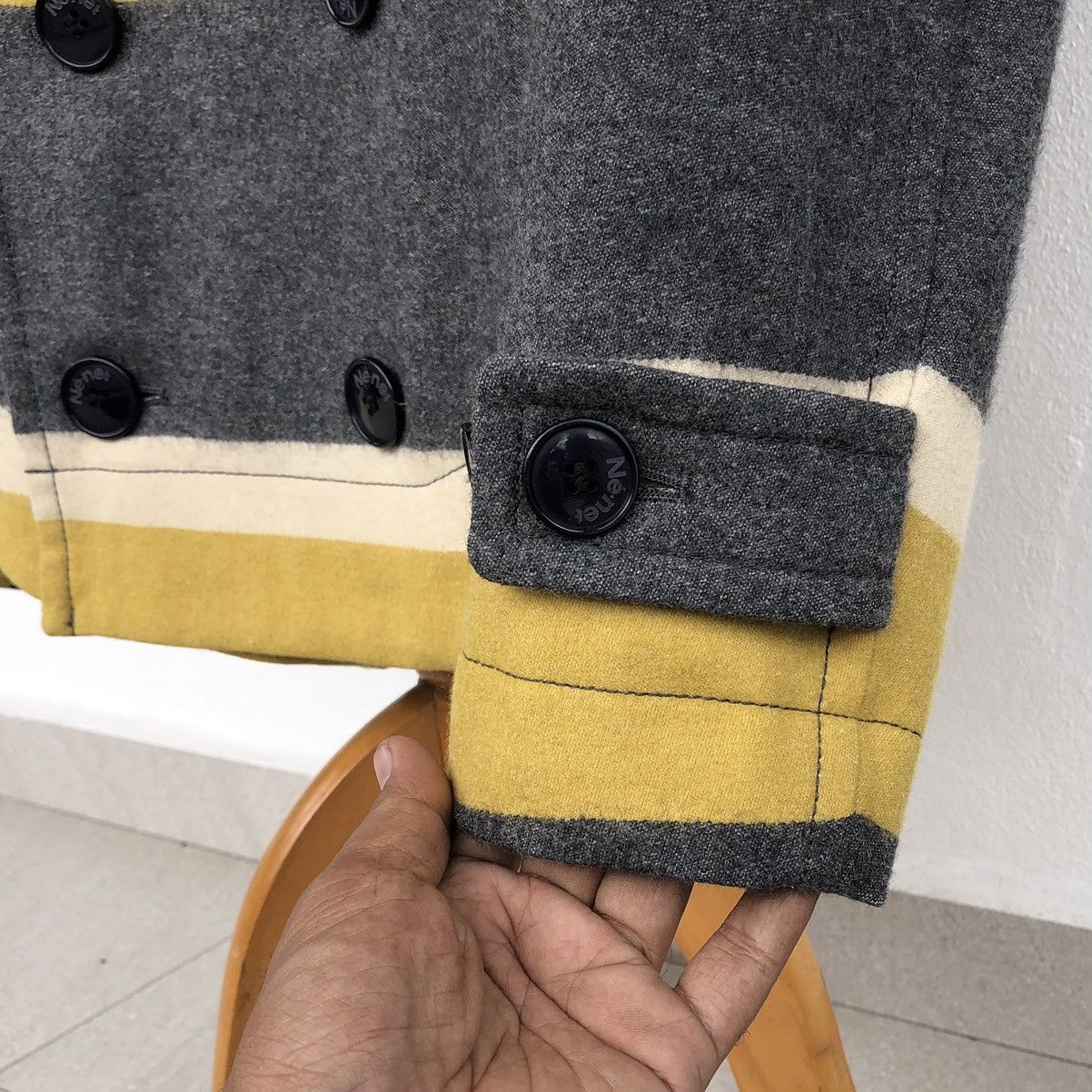 Issey Miyake Issey Miyake Japan Ne-Net Stripes Wool Pea Coat Size M / US 6-8 / IT 42-44 - 13 Thumbnail