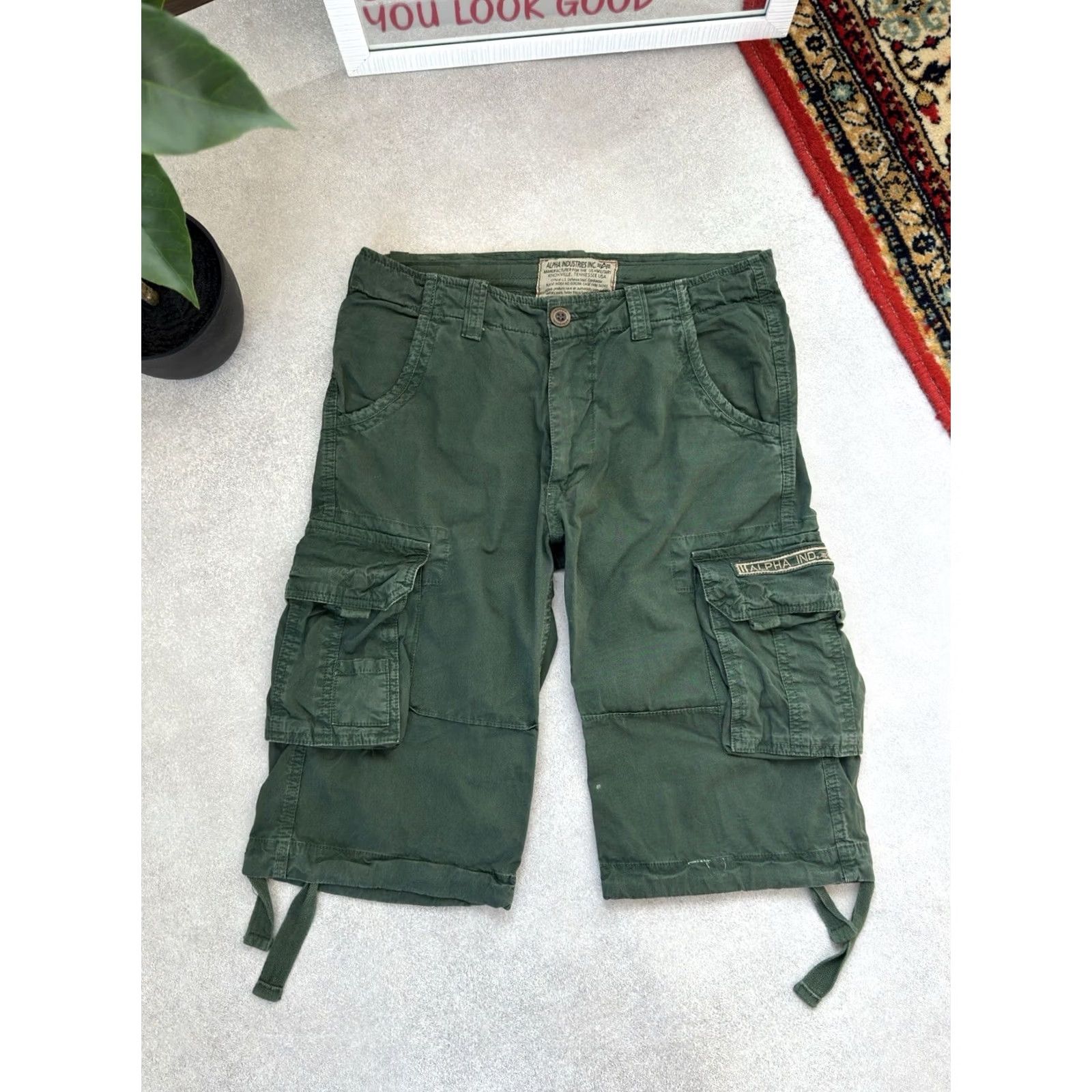 Alpha Industries VINTAGE Alpha Industries Men's Bermuda Shorts Cargo Green 30 Size US 29 - 3 Thumbnail