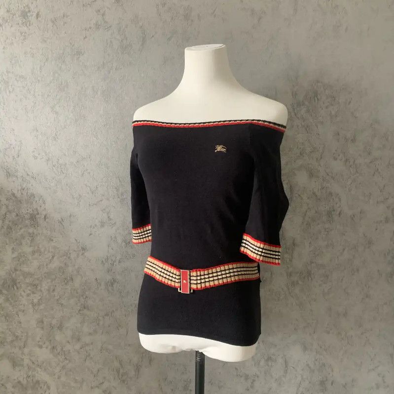 Burberry Burberry Black Wool Off-Shoulder Knit Top Size M / US 6-8 / IT 42-44 - 1 Thumbnail