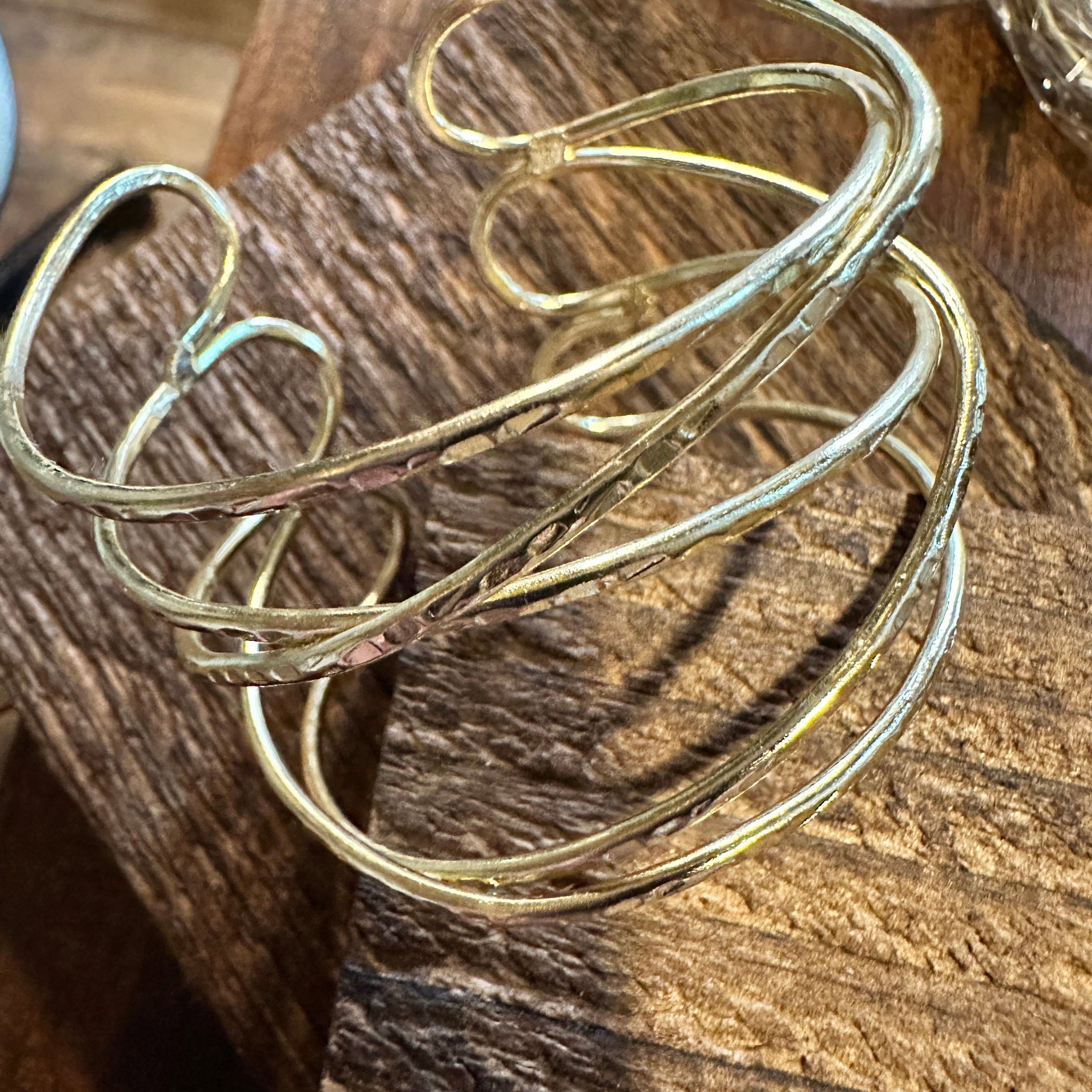 Other Handcrafted Boho Gold Plated Adjustable Wide Cuff X Bracelet Size ONE SIZE - 6 Thumbnail