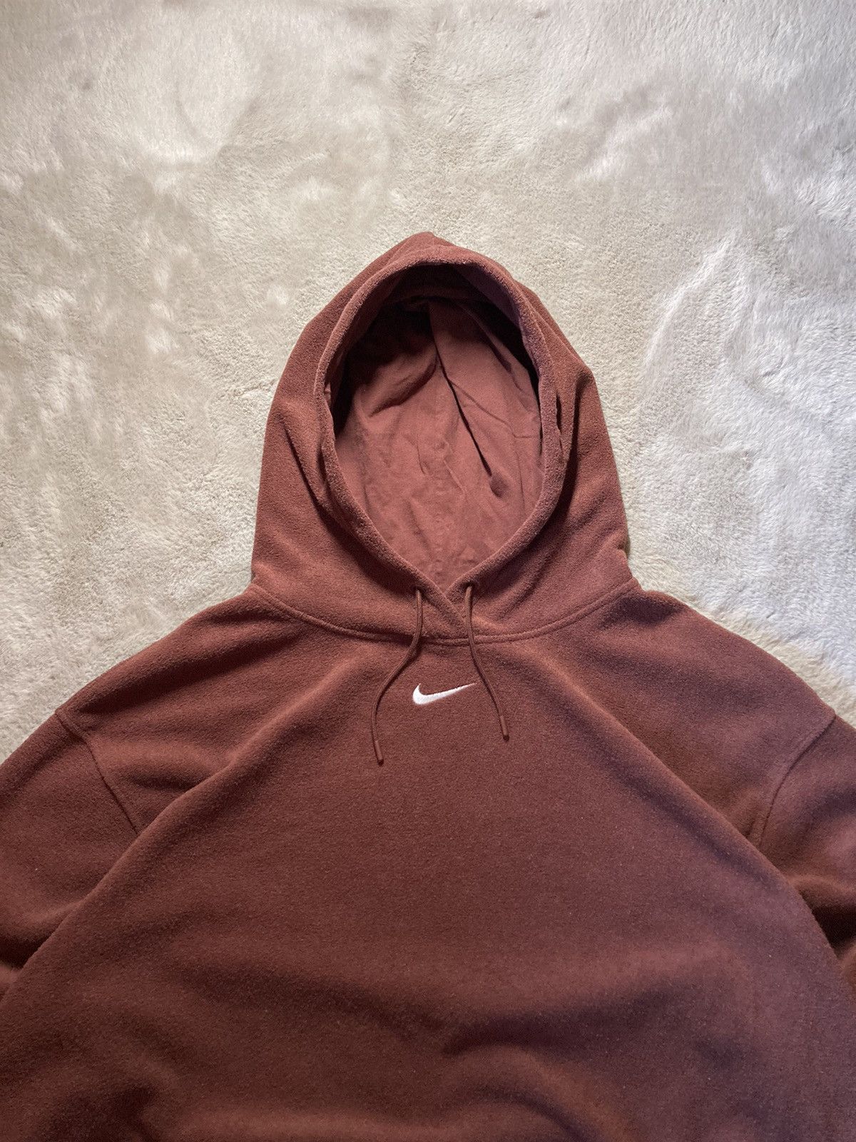 Nike × Vintage ⛩️Nike Hoodie Brown Center Logo Fleece Travis Style Swoosh ⛩️ Size US XL / EU 56 / 4 - 2 Thumbnail