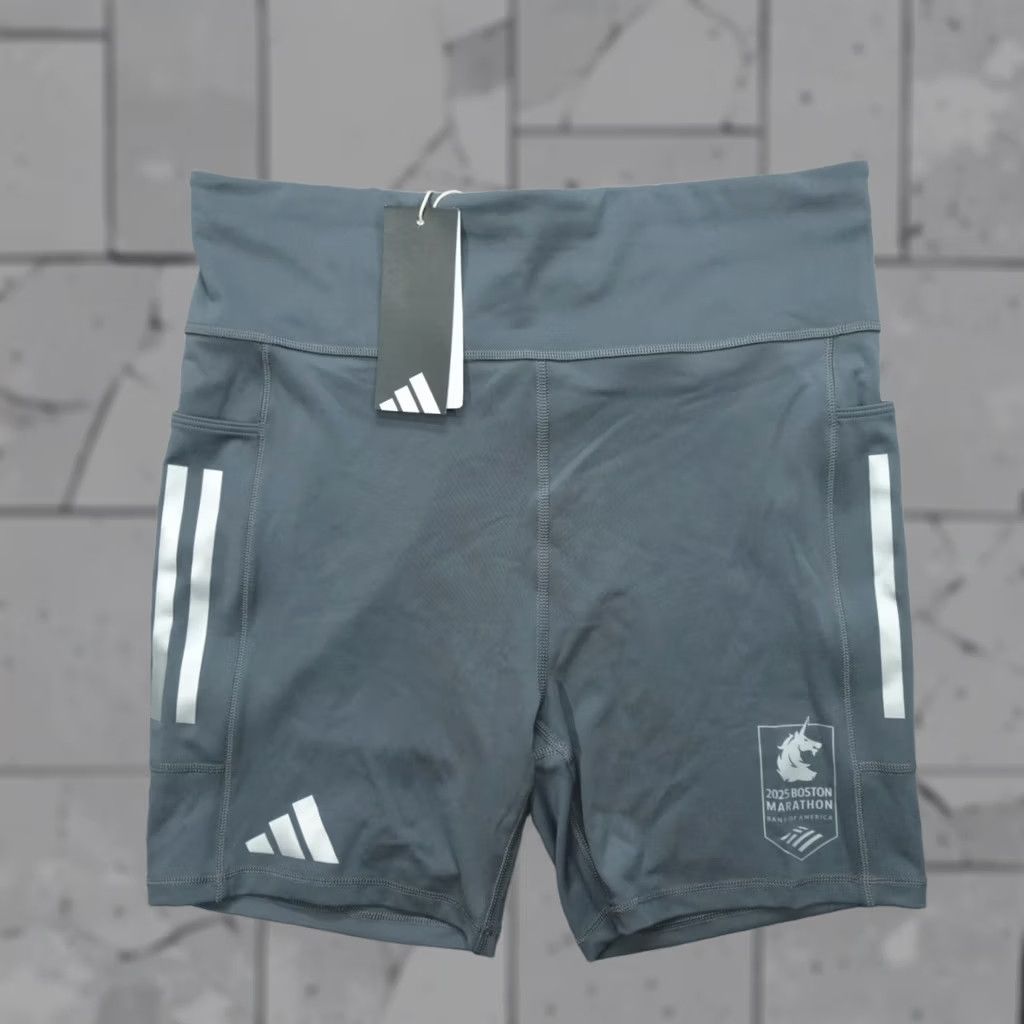 Adidas adidas Boston Marathon Tights Shorts Women’s L Gray Pockets Stretch Sports Activewear Running & Jogging Size 36" / US 14 / IT 50 - 1 Thumbnail