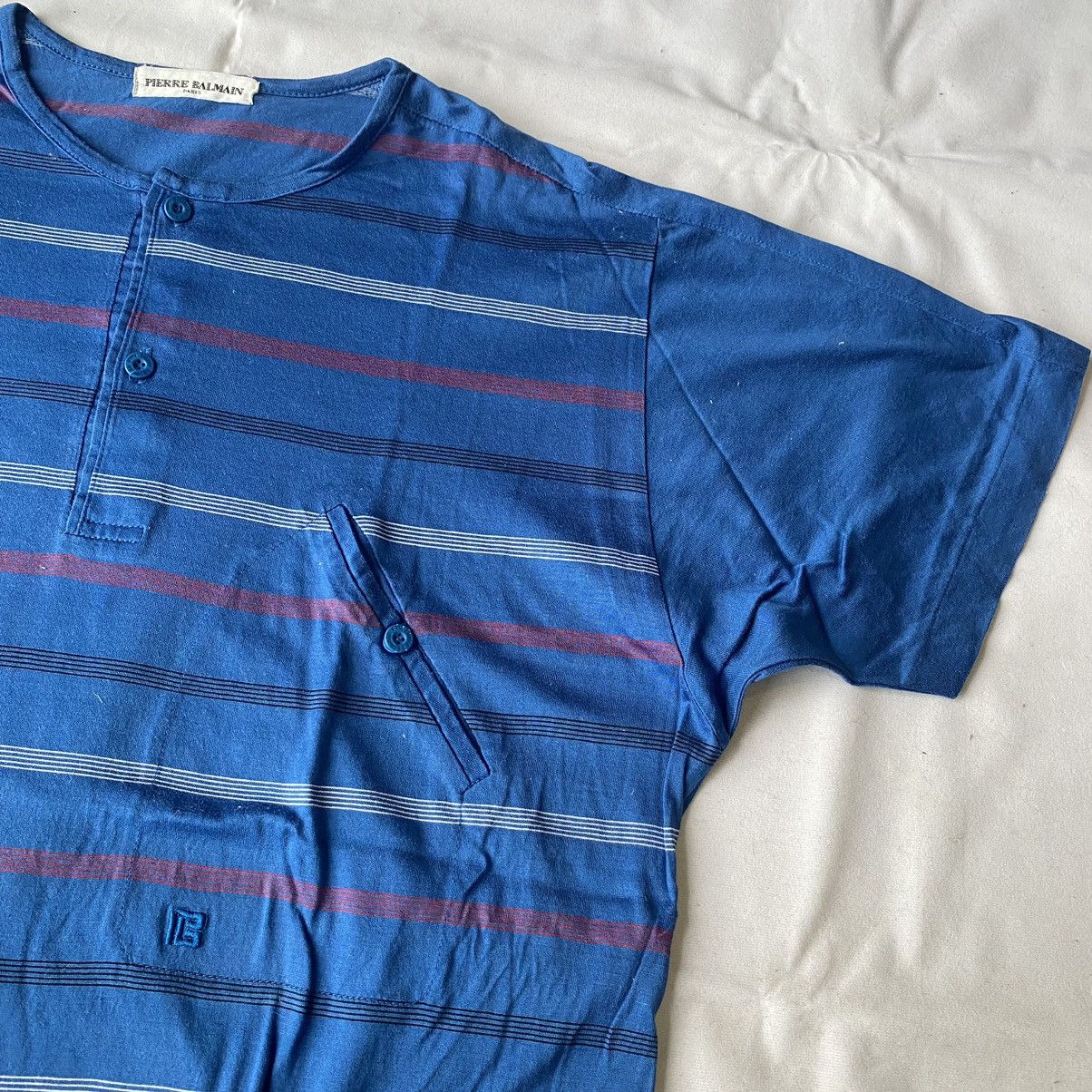 Japanese Brand × Pierre Balmain × Vintage Japan Market Pierre Balmain Paris Striped Henley Tees Size US M / EU 48-50 / 2 - 6 Thumbnail
