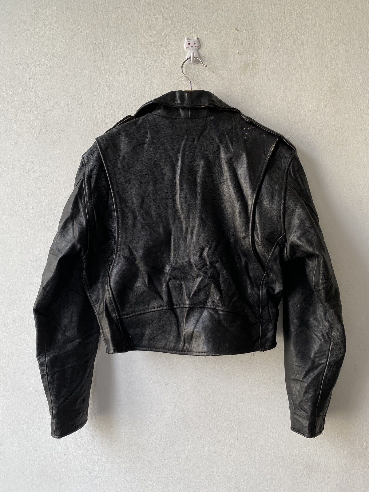 Genuine Leather Vintage 90s Double Collar Genuine Leather Biker Jacket Size US M / EU 48-50 / 2 - 5 Thumbnail