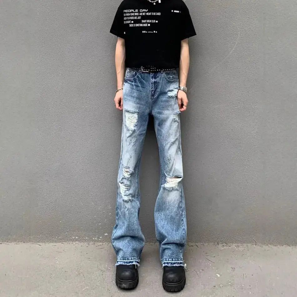 Japanese Brand Retro loose hip-hop ripped jeans Size US 30 / EU 46 - 1 Thumbnail