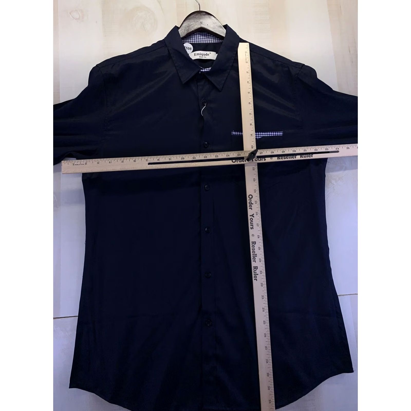 Vintage Emiqde Mens Navy Blue Slim Fit Dress Shirt XL NWT-7598 Size 46R - 6 Thumbnail