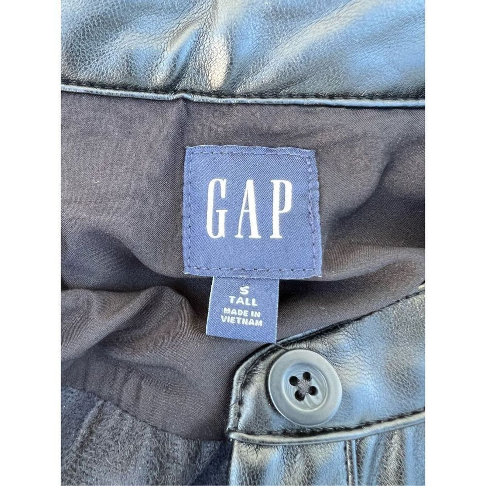Gap NWOT GAP Puff Sleeve Leather Mini dress Shirt dress black Size S / US 4 / IT 40 - 6 Thumbnail