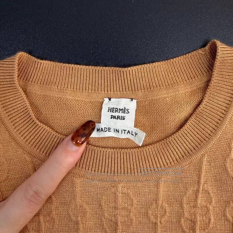 Hermes Hermes Brown full logo cashmere silk blend short-sleeved t Size XXS / US 00 / IT 34 - 5 Thumbnail