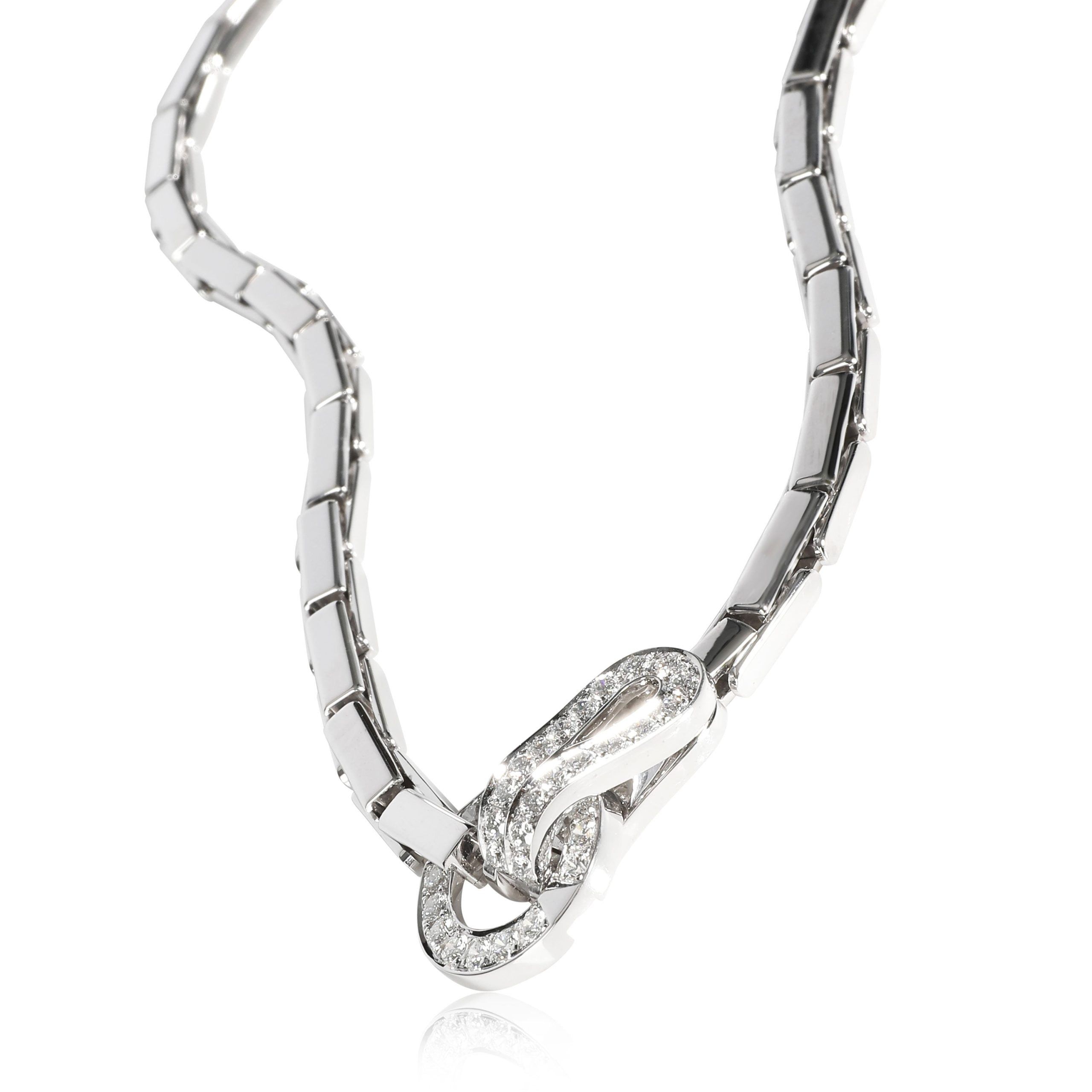 image of Cartier Agrafe Diamond Necklace In 18K White Gold 1.10 Ctw, Women's