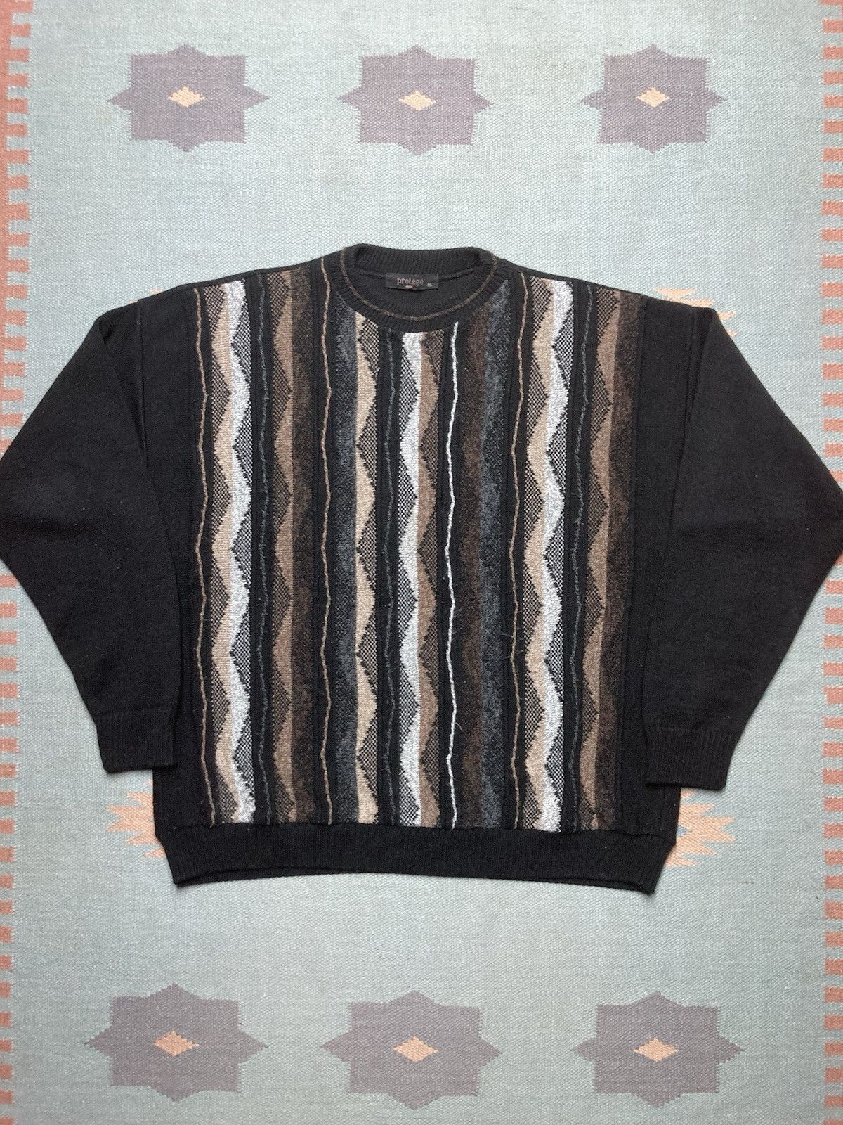 Protege × Vintage Vtg protege sweater acrylic deep knit 3D textured coogi XL Size US XL / EU 56 / 4 - 1 Thumbnail