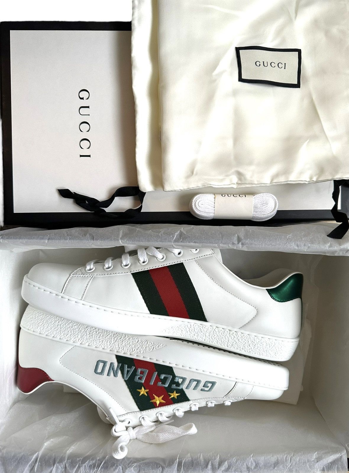 image of Gucci Ace Sneakers Gucciband Brandnew in White, Men's (Size 10.5)