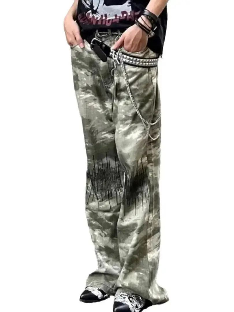 Japanese Brand Retro loose camouflage micro flared jeans Size US 30 / EU 46 - 5 Thumbnail