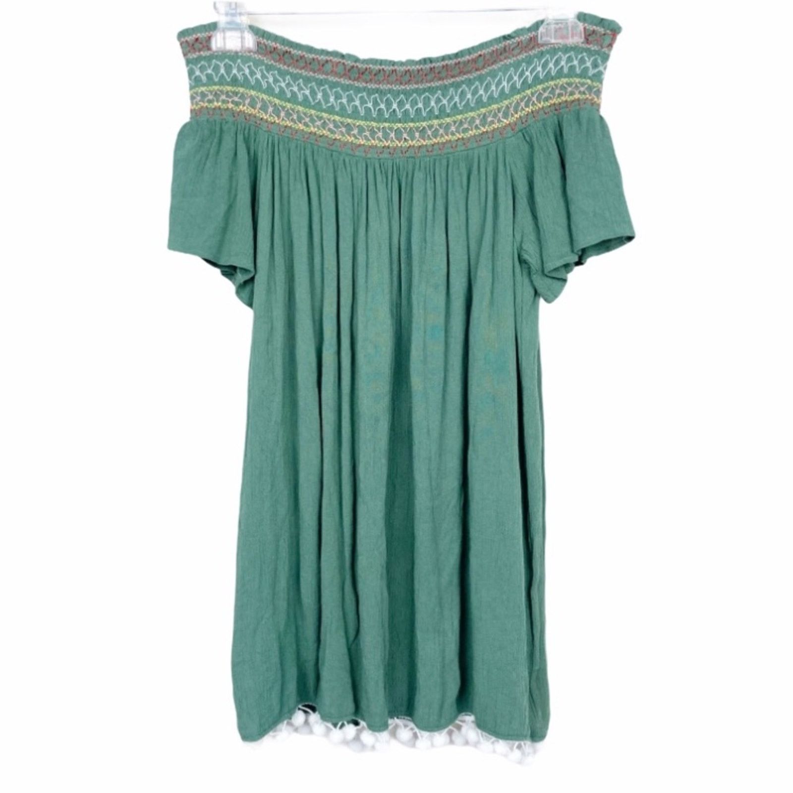 Other Francesca's Green Embroidered Off The Shoulder Top Sz S Size S / US 4 / IT 40 - 1 Thumbnail