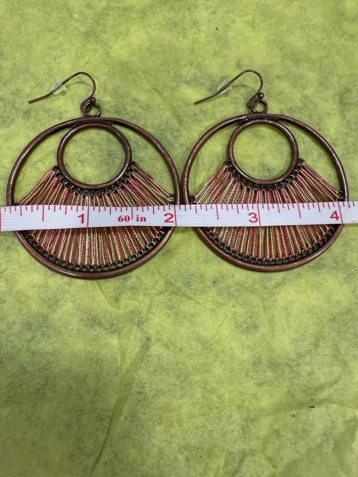 Other Boho woven thread metal double loop dangle earrings Size ONE SIZE - 5 Thumbnail