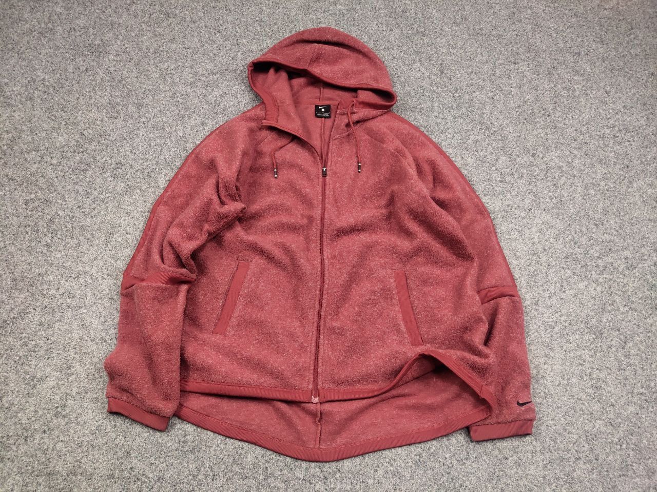 Nike Nike Fleece womens oversized zip-up burgundy Hoodie Size L / US 10 / IT 46 - 2 Thumbnail