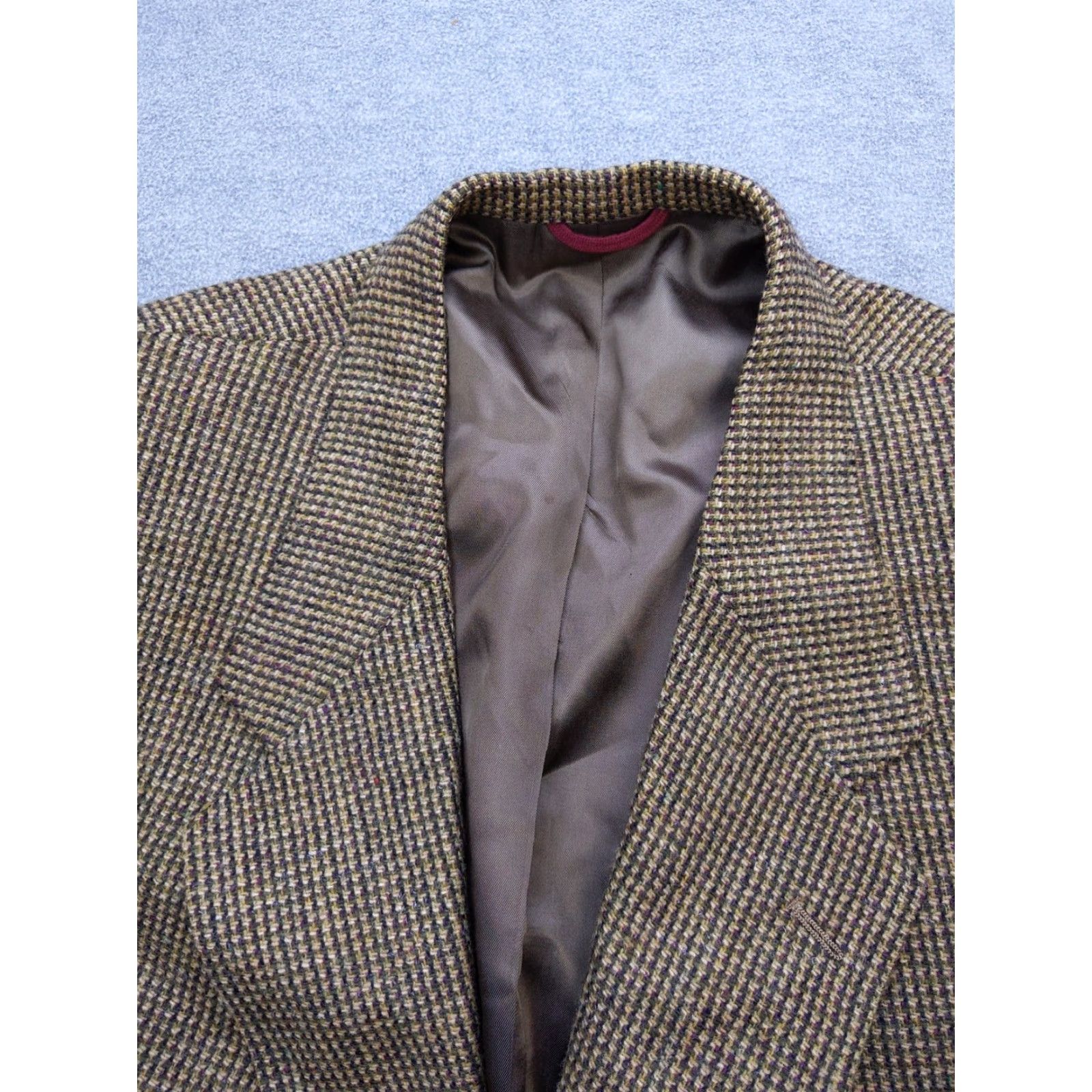 Hart Schaffner Marx VINTAGE Hart Schaffner Marx Blazer Mens 48R Brown Wool Tweed Sport Coat Jacket USA Size 48R - 6 Thumbnail
