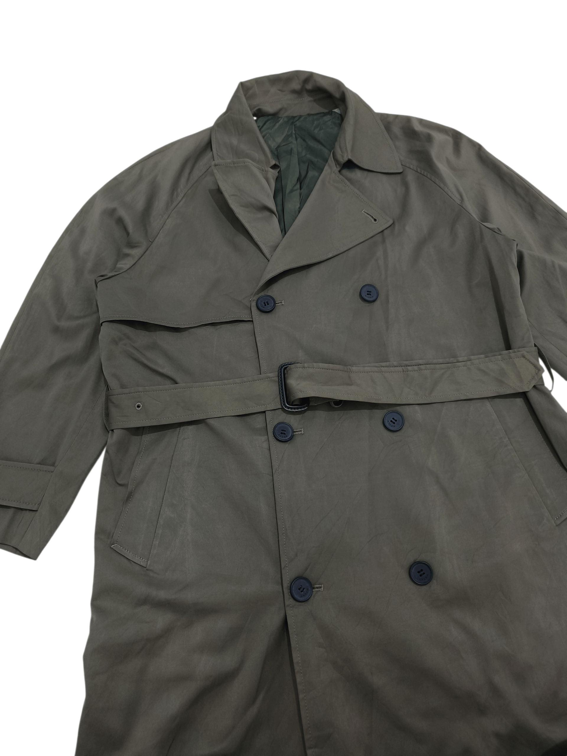 Other ANDEW Women's Green Belted Trench Coat / Spy Coat Size L / US 10 / IT 46 - 3 Thumbnail