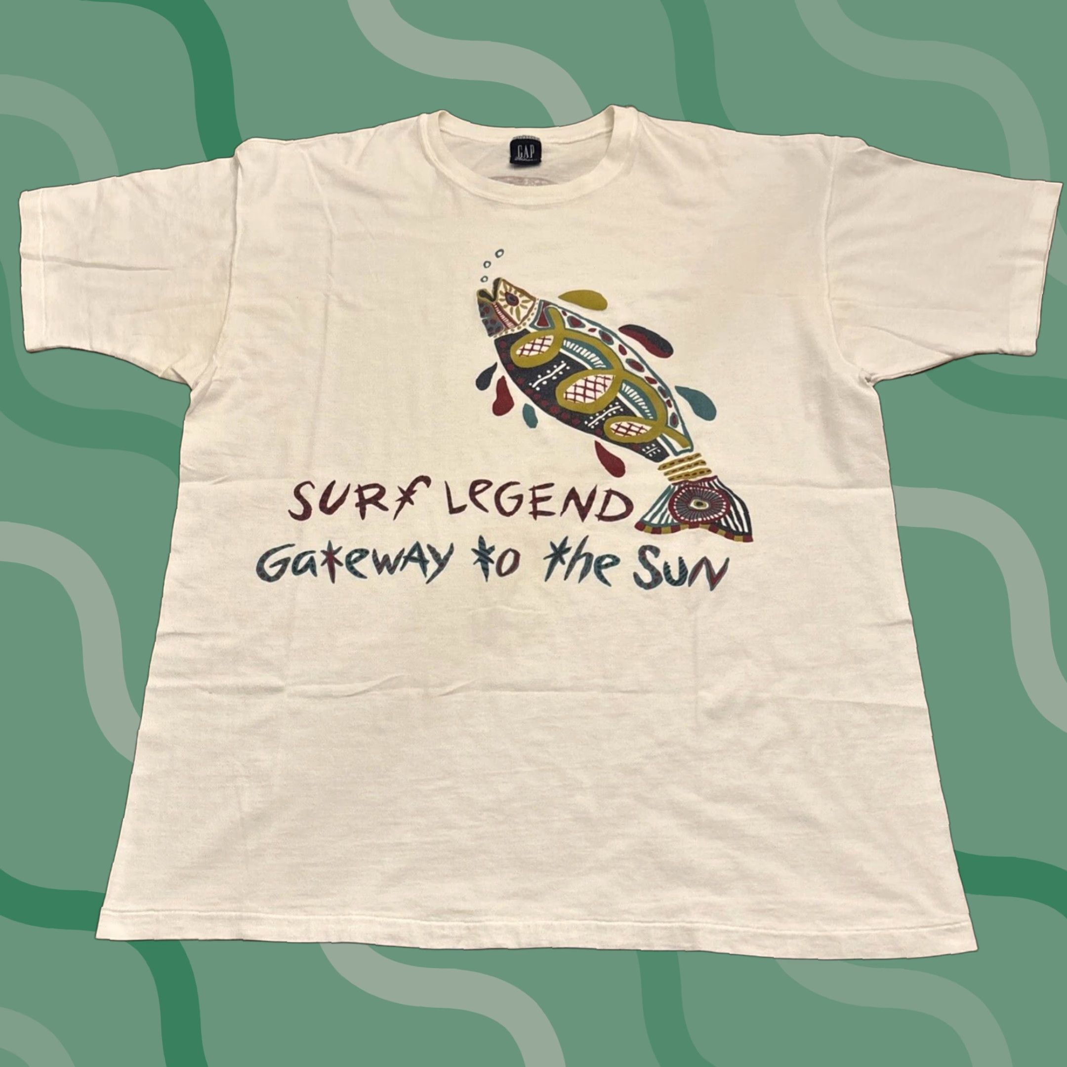 Gap VINTAGE Gap T-Shirt Surf Legend SINGLE STITCH White Size L Mens Short Sleeve Stitch 90s/Surf Theme Size US L / EU 52-54 / 3 - 1 Thumbnail