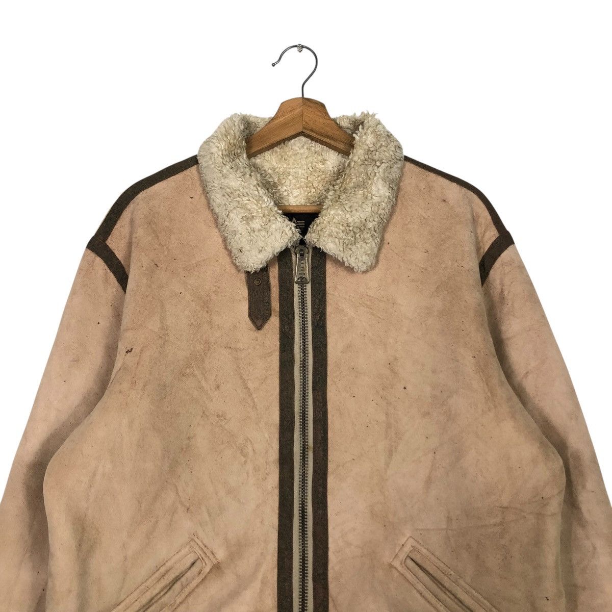 Alpha Industries 🔥VINTAGE SHEARLING SHERPA BIKER JACKET ALPHA INDUSTRIES Size US L / EU 52-54 / 3 - 5 Thumbnail