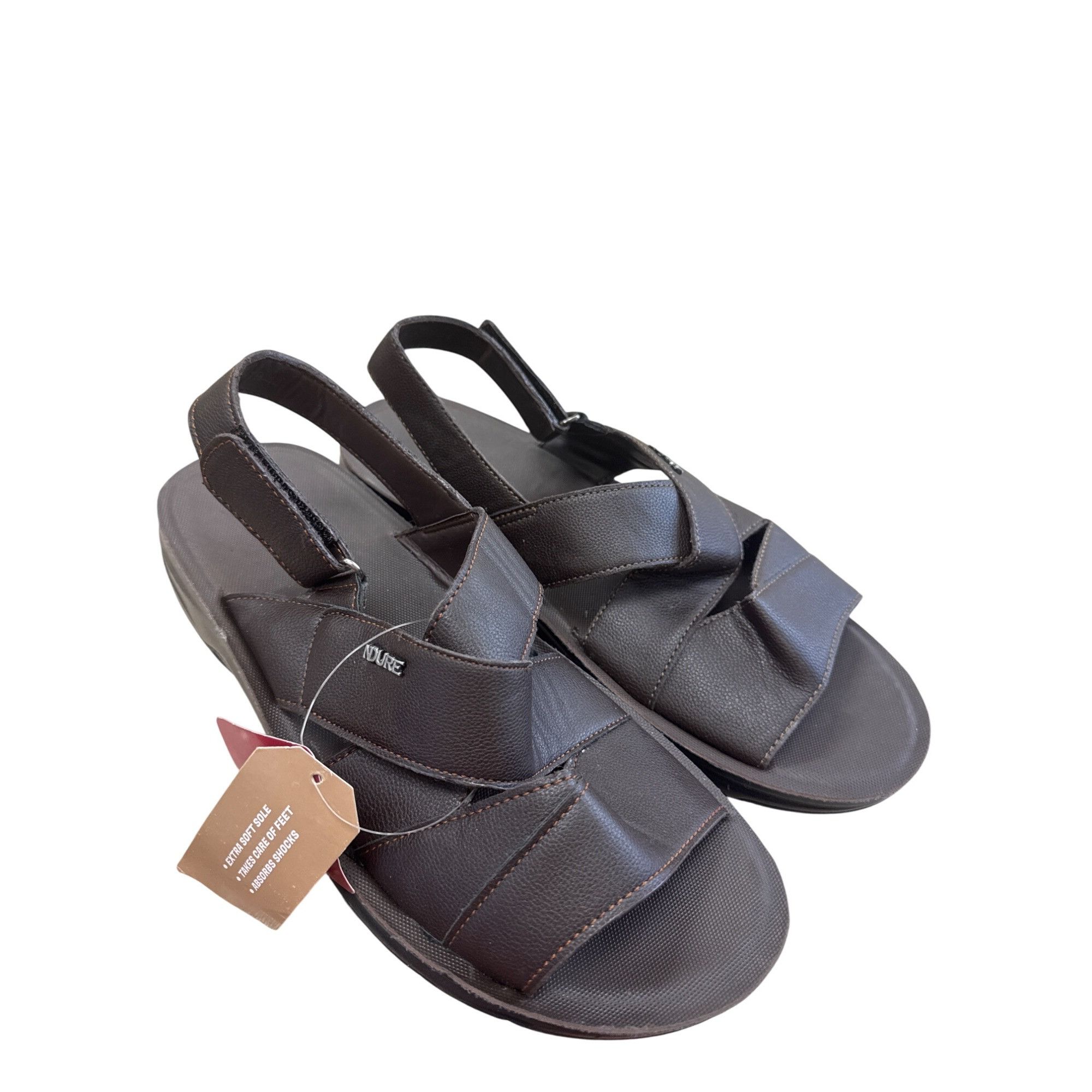 Other Ndure Mens Brown Leather Slip-On Sandals Size 10 SKU 8303 Size US 10 / EU 43 - 12 Thumbnail