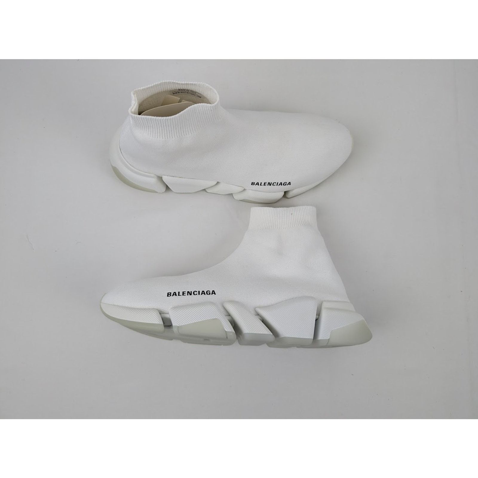 Balenciaga o1rshd1 Speed 2.0 LT Recycled Knit Sneakers in White Size US 12 / EU 45 - 1 Thumbnail